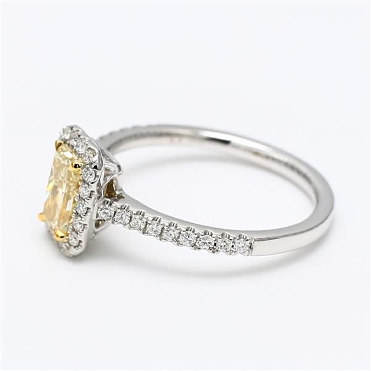 Contemporary GIA Certified Natural Yellow Radiant and White Diamond 1.09 Carat TW Plat Ring