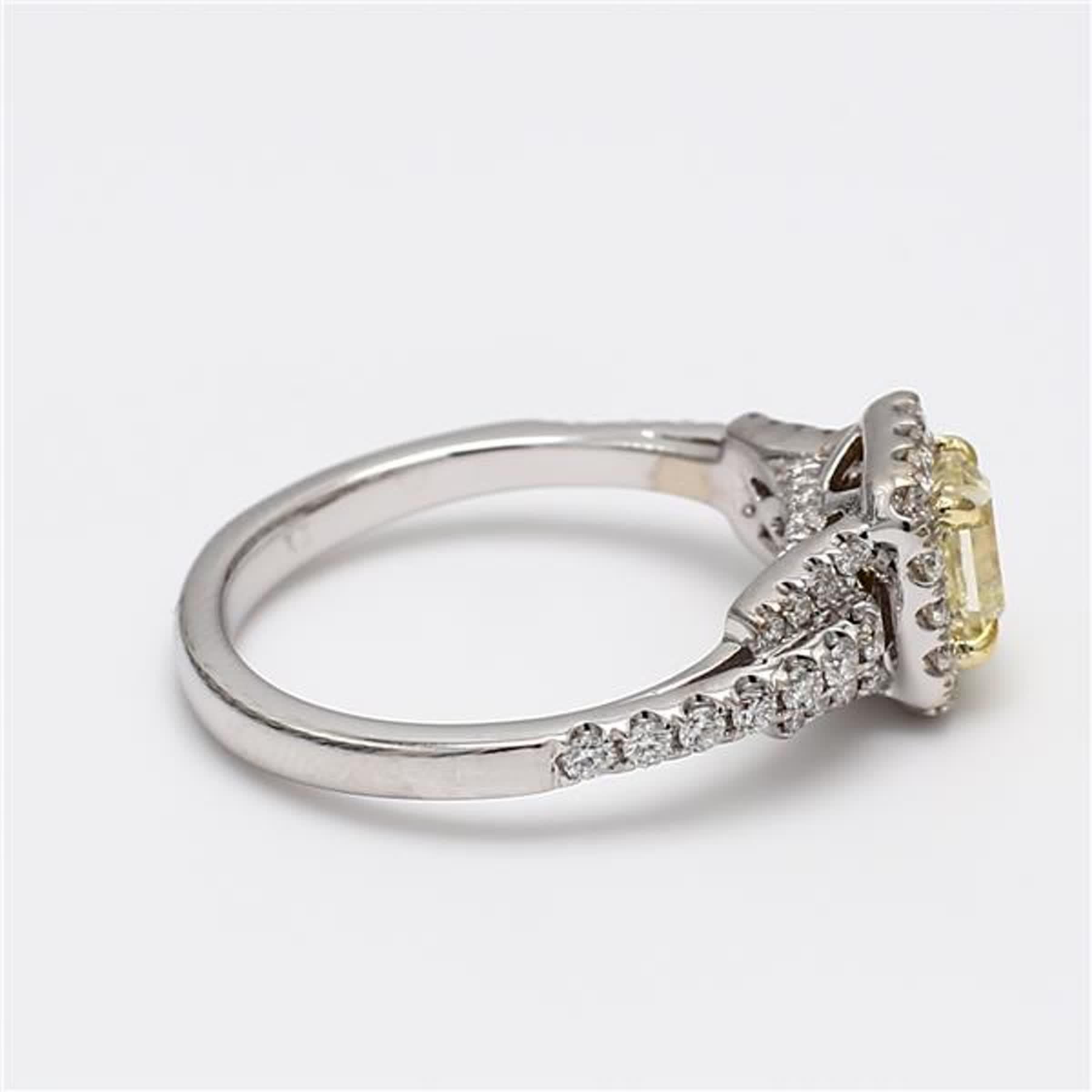 Women's GIA Certified Natural Yellow Radiant and White Diamond 1.22 Carat TW Gold Ring