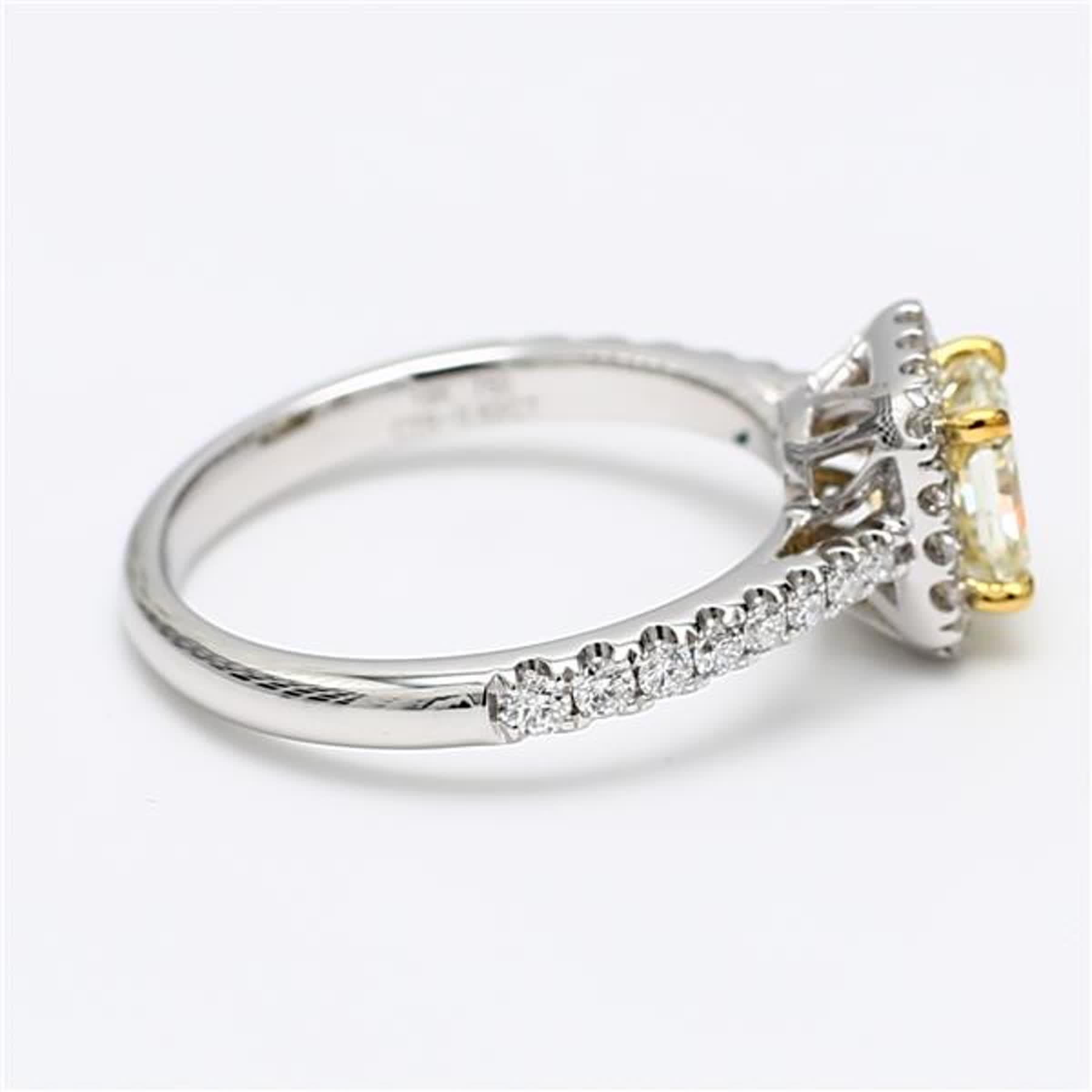 Women's GIA Certified Natural Yellow Radiant and White Diamond 1.22 Carat TW Plat Ring