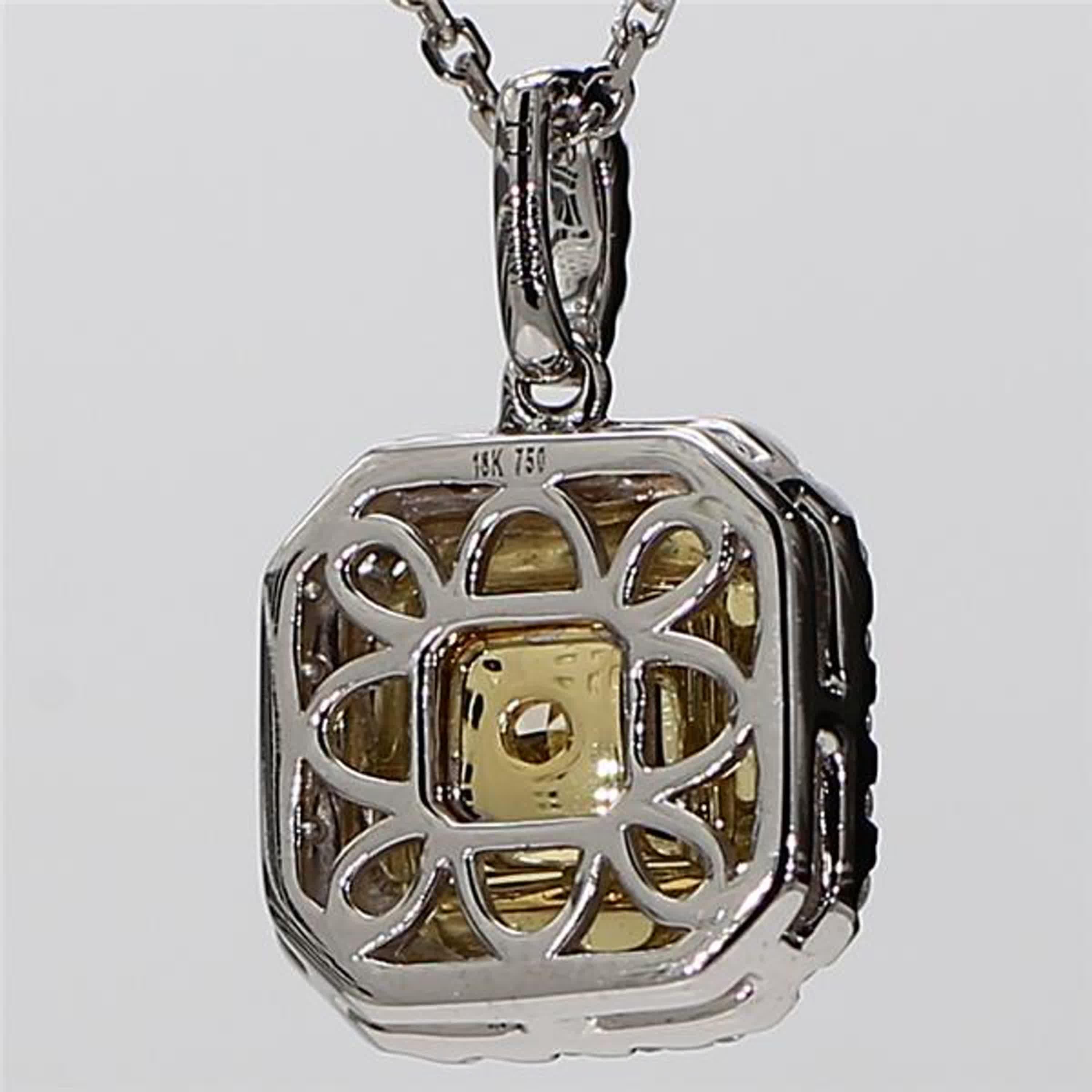 GIA Certified Natural Yellow Radiant and White Diamond 1.34ct TW Gold Pendant In New Condition For Sale In New York, NY
