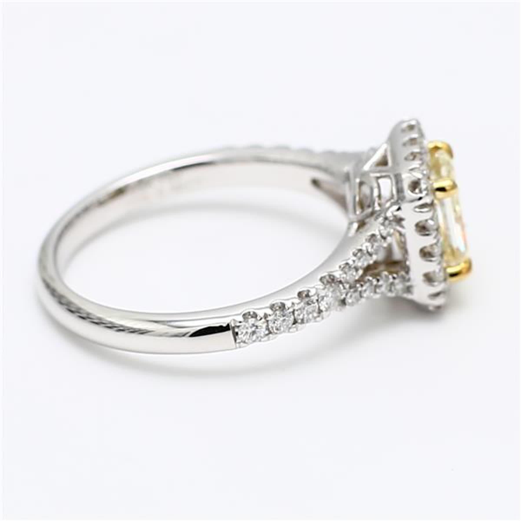 Bague plaquée en diamant jaune radiant et blanc de 1.44 carat poids total, certifiée GIA Neuf - En vente à New York, NY
