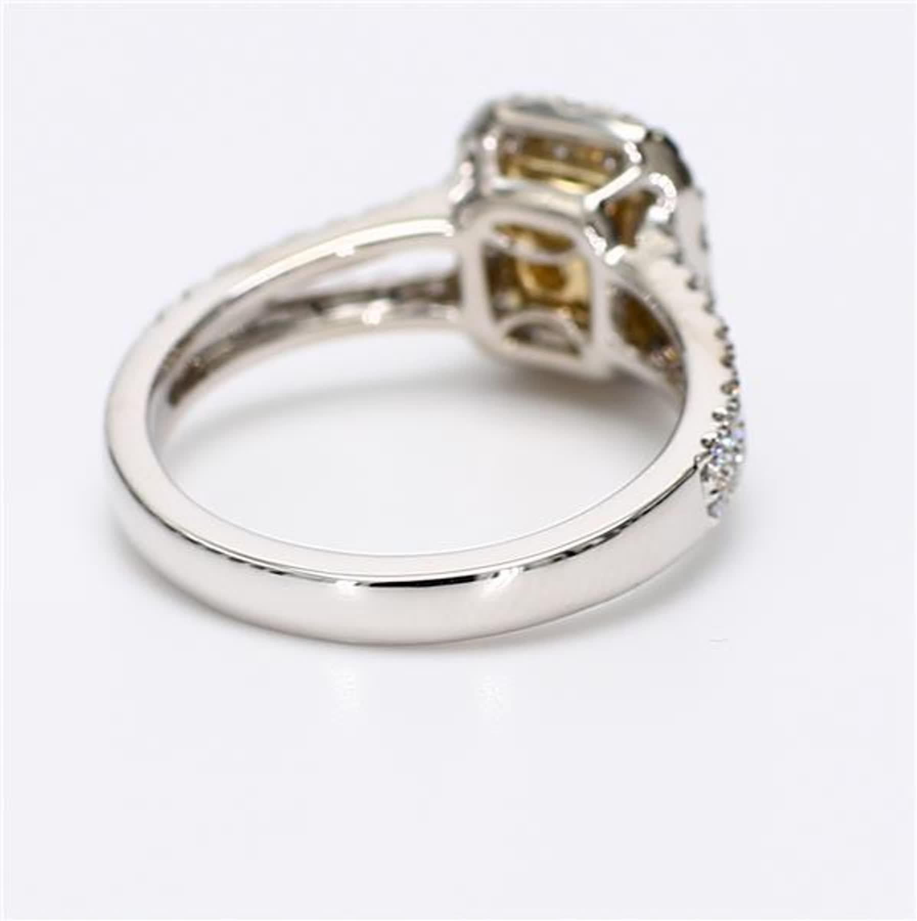 GIA Certified Natural Yellow Radiant and White Diamond 1.54 Carat TW Plat Ring In New Condition For Sale In New York, NY