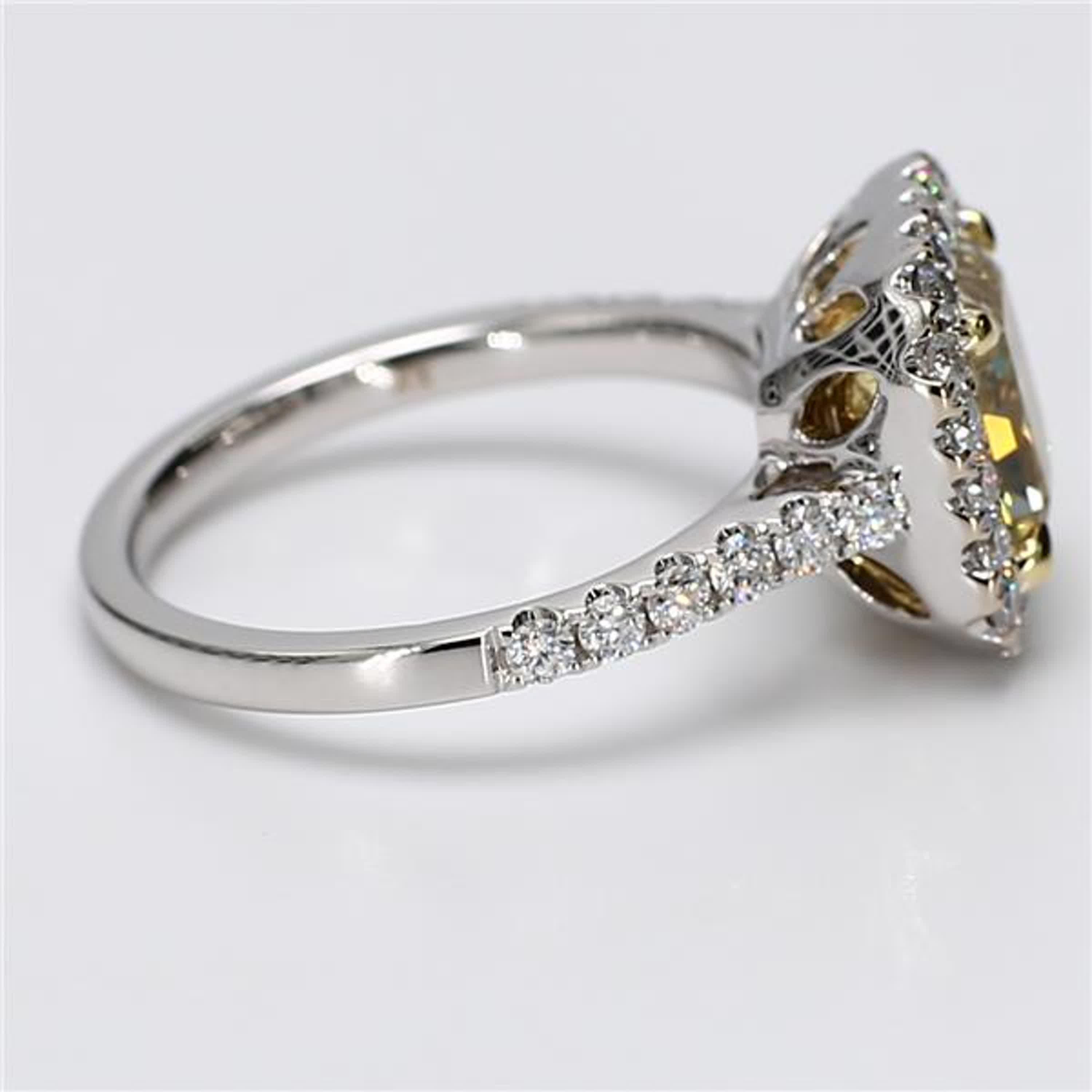 Women's GIA Certified Natural Yellow Radiant and White Diamond 2.65 Carat TW Gold Ring For Sale