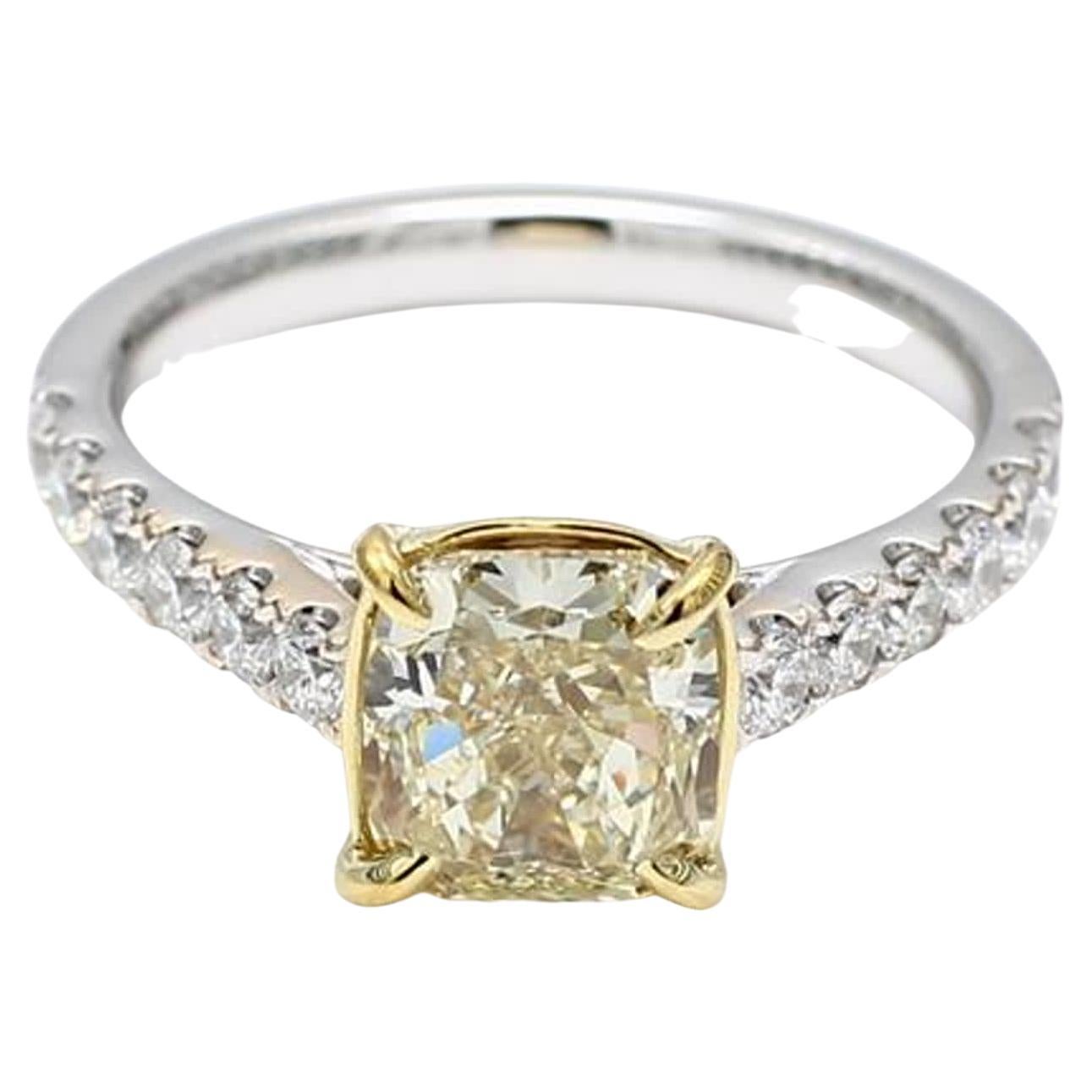 GIA Certified Natural Yellow Radiant and White Diamond 2.69 Carat TW Gold Ring