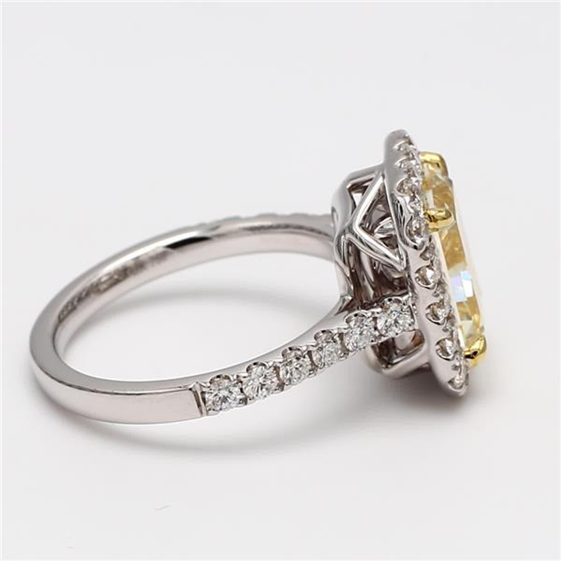 Radiant Cut GIA Certified Natural Yellow Radiant and White Diamond 5.00 Carat TW Gold Ring For Sale