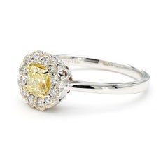 GIA Certified Natural Yellow Radiant Diamond 0.67 Carat TW Gold Cocktail Ring