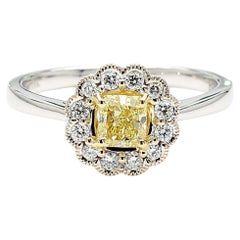 GIA Certified Natural Yellow Radiant Diamond 0.67 Carat TW Gold Cocktail Ring