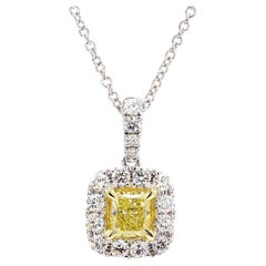 GIA-zertifizierter natürlicher gelber strahlender Diamant 0.74 Karat TW Gold-Tropfen-Anhänger