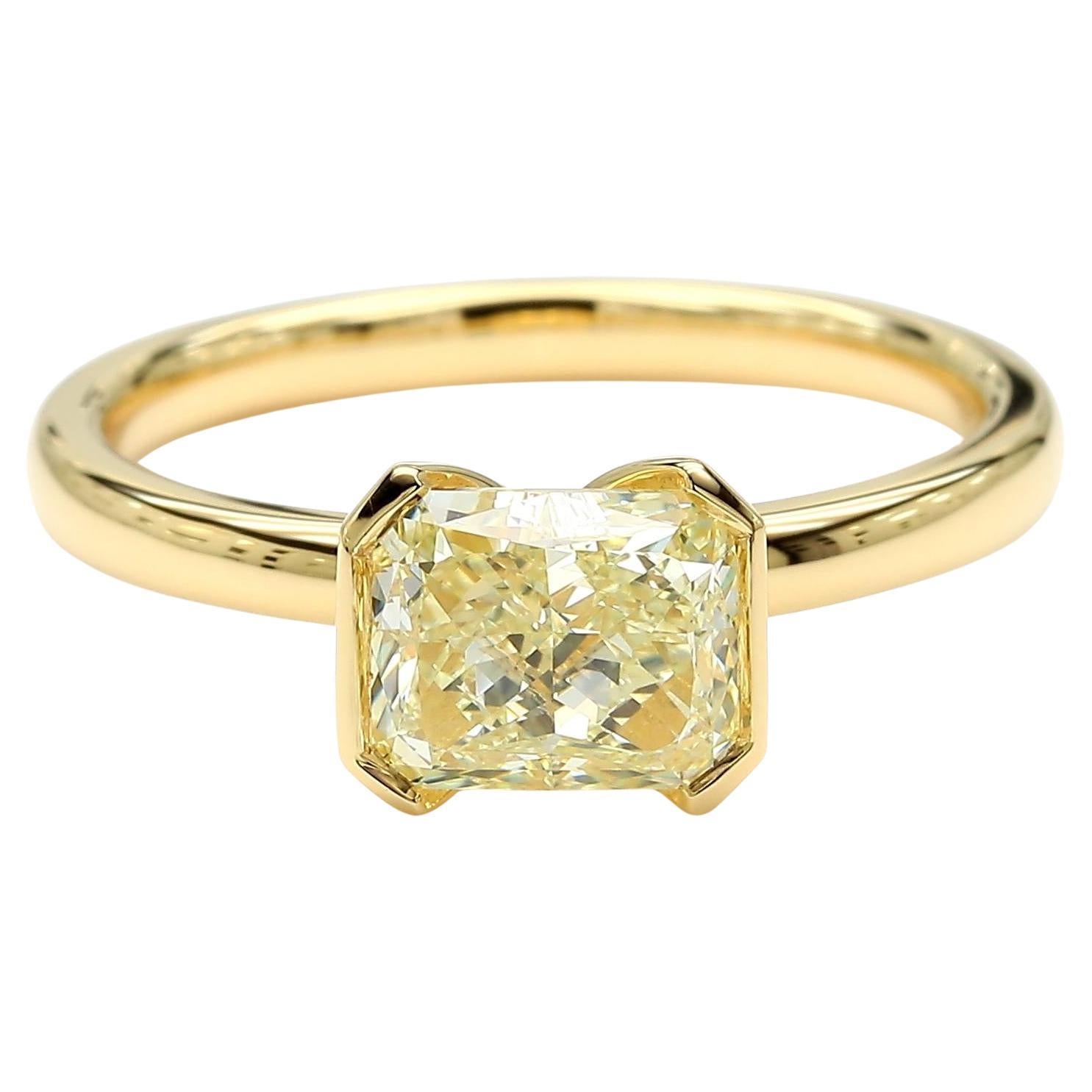 GIA-zertifizierter natürlicher gelber strahlender Diamant 1.55 Karat TW Gold Cocktail-Ring