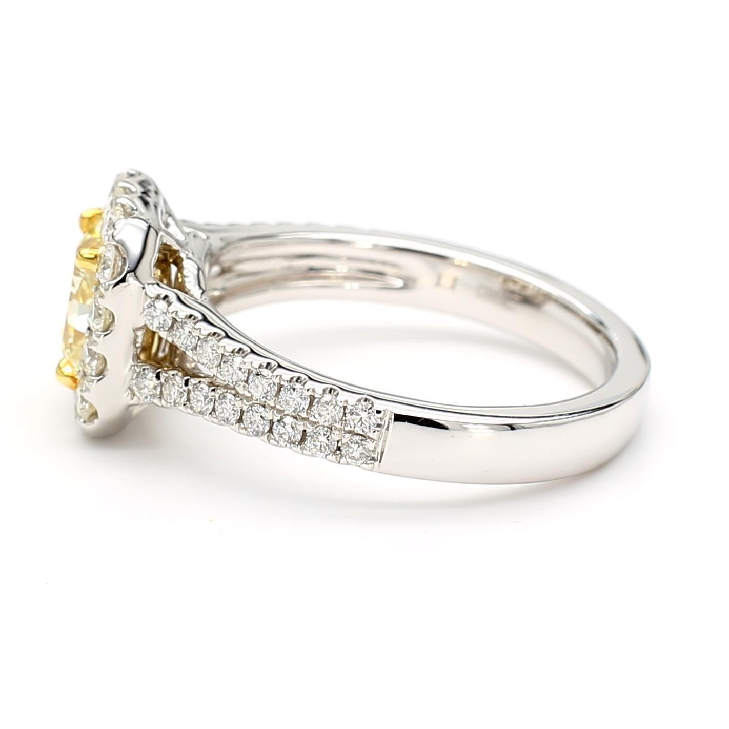 Bague cocktail en or jaune radiant certifiée GIA de 1.57 carat poids total en vente 4