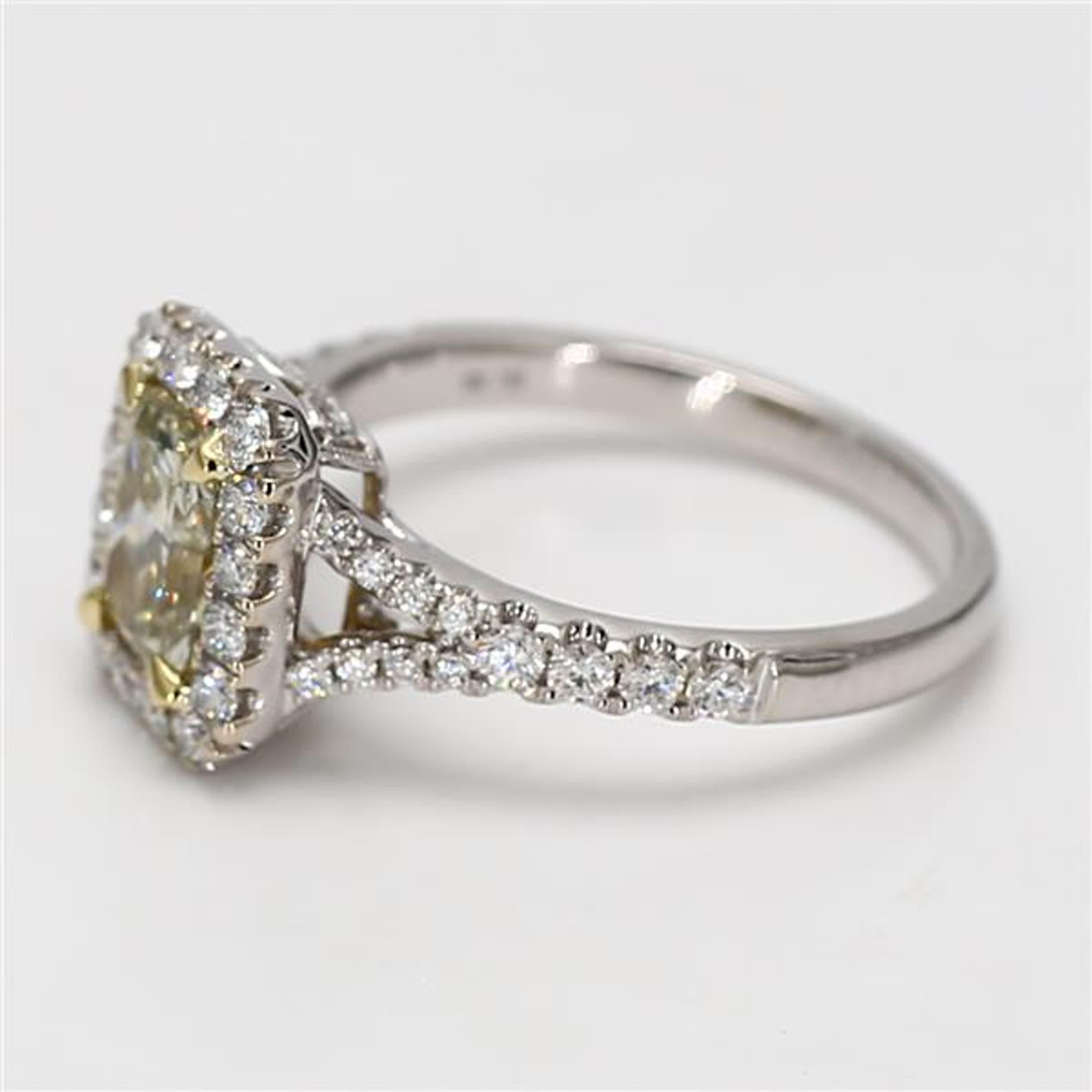 Contemporary GIA Certified Natural Yellow Radiant Diamond 1.57 Carat TW Gold Cocktail Ring