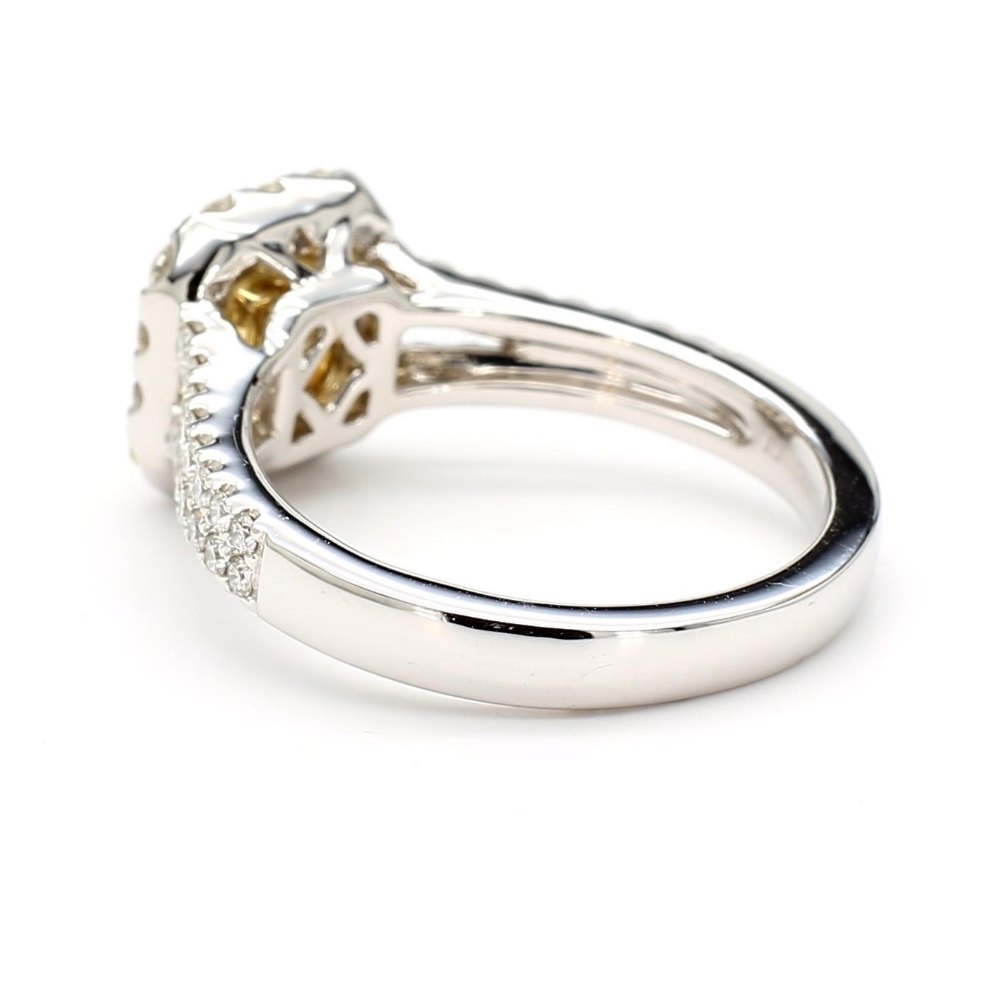 Bague cocktail en or jaune radiant certifiée GIA de 1.57 carat poids total Pour femmes en vente