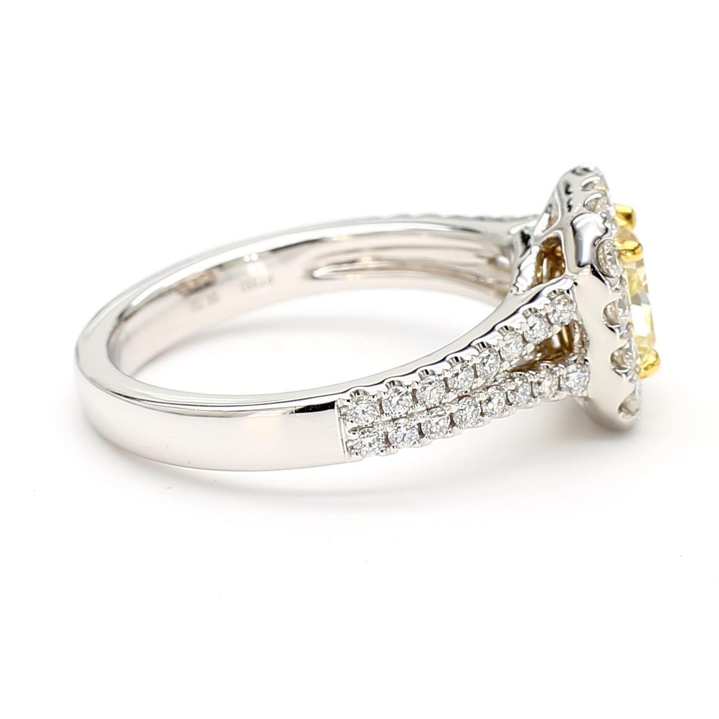 Bague cocktail en or jaune radiant certifiée GIA de 1.57 carat poids total en vente 3
