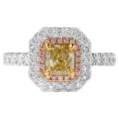 GIA-zertifizierter natürlicher gelber strahlender Diamant 1.61 Karat TW Gold Cocktail-Ring