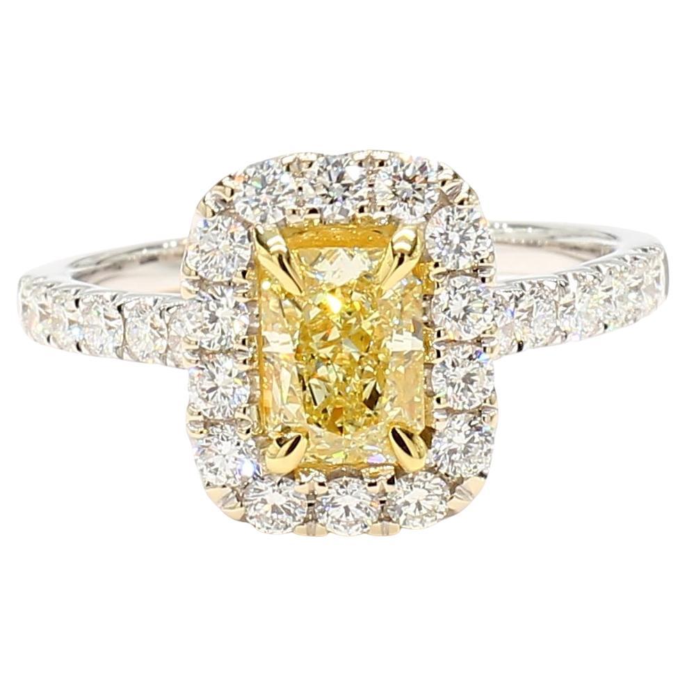 GIA Certified Natural Yellow Radiant Diamond 1.70 Carat TW Gold Cocktail Ring