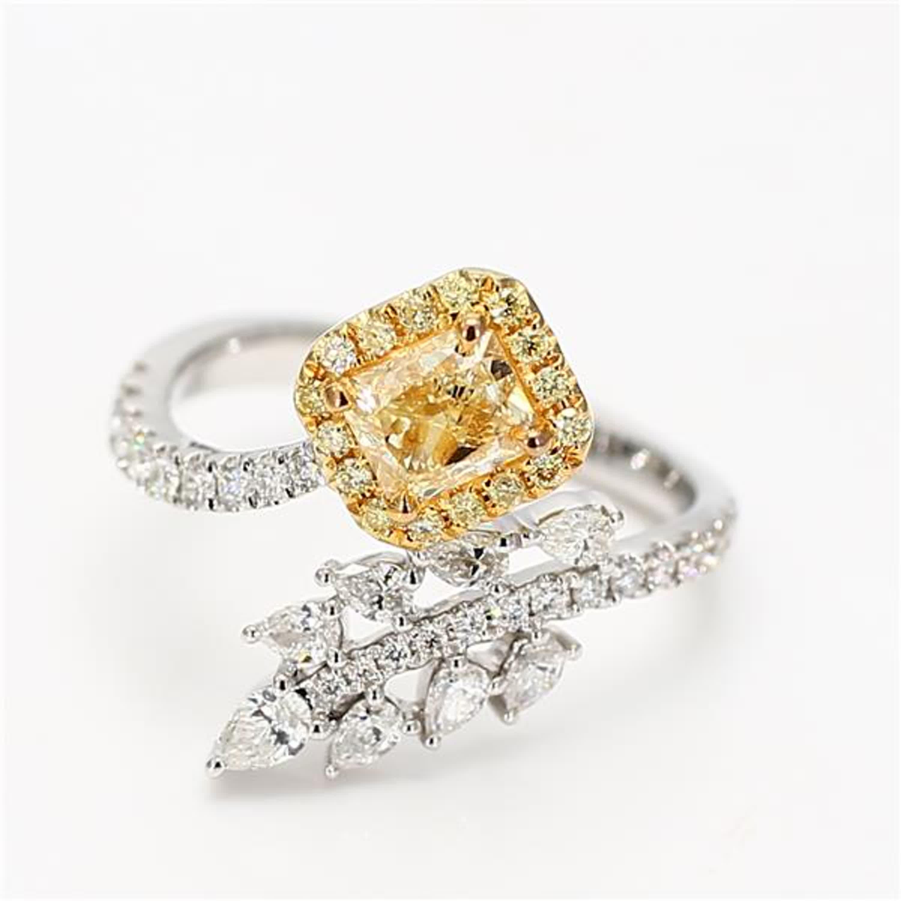 Contemporary GIA Certified Natural Yellow Radiant Diamond 1.78 Carat TW Gold Cocktail Ring