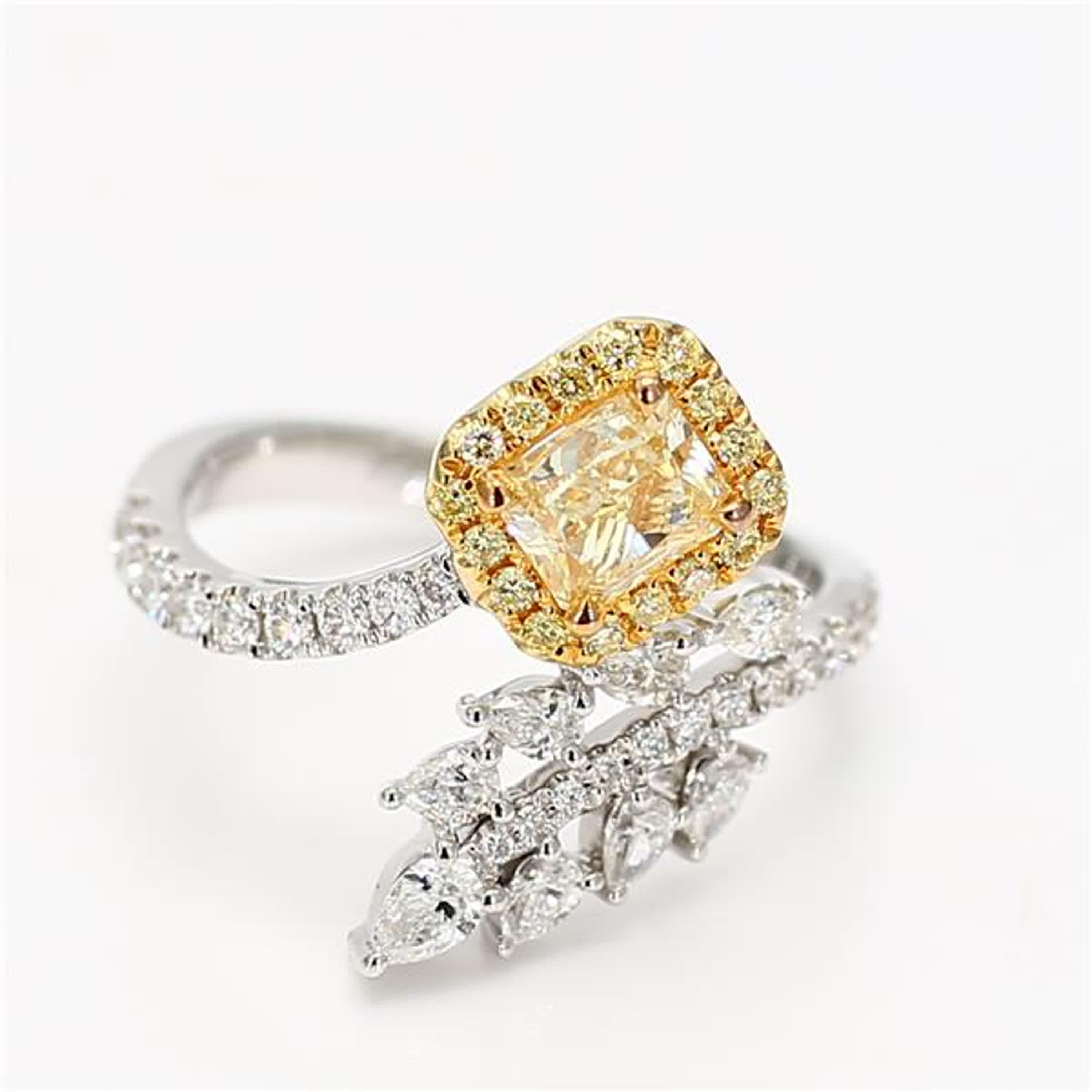 GIA Certified Natural Yellow Radiant Diamond 1.78 Carat TW Gold Cocktail Ring 2