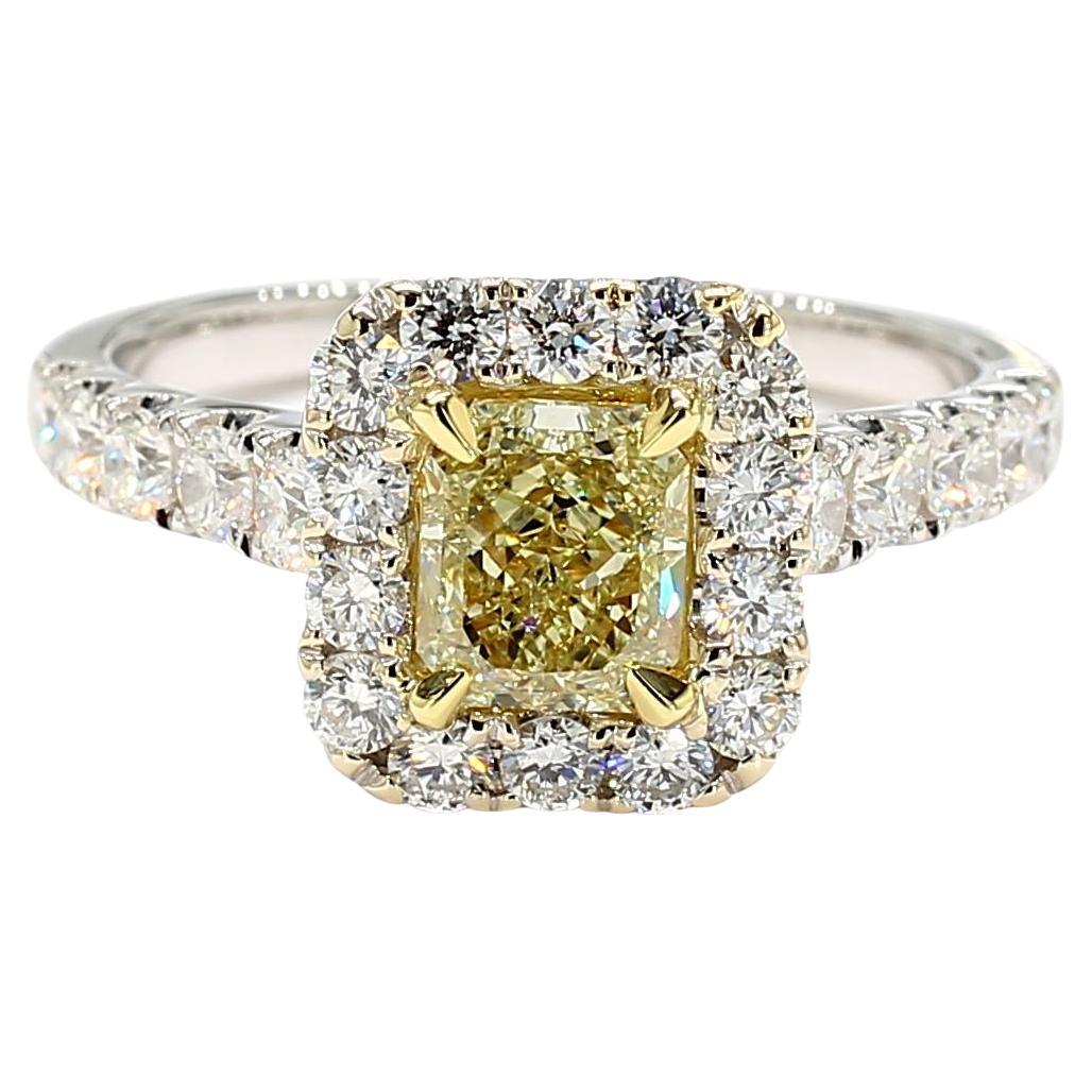 GIA Certified Natural Yellow Radiant Diamond 1.87 Carat TW Gold Cocktail Ring