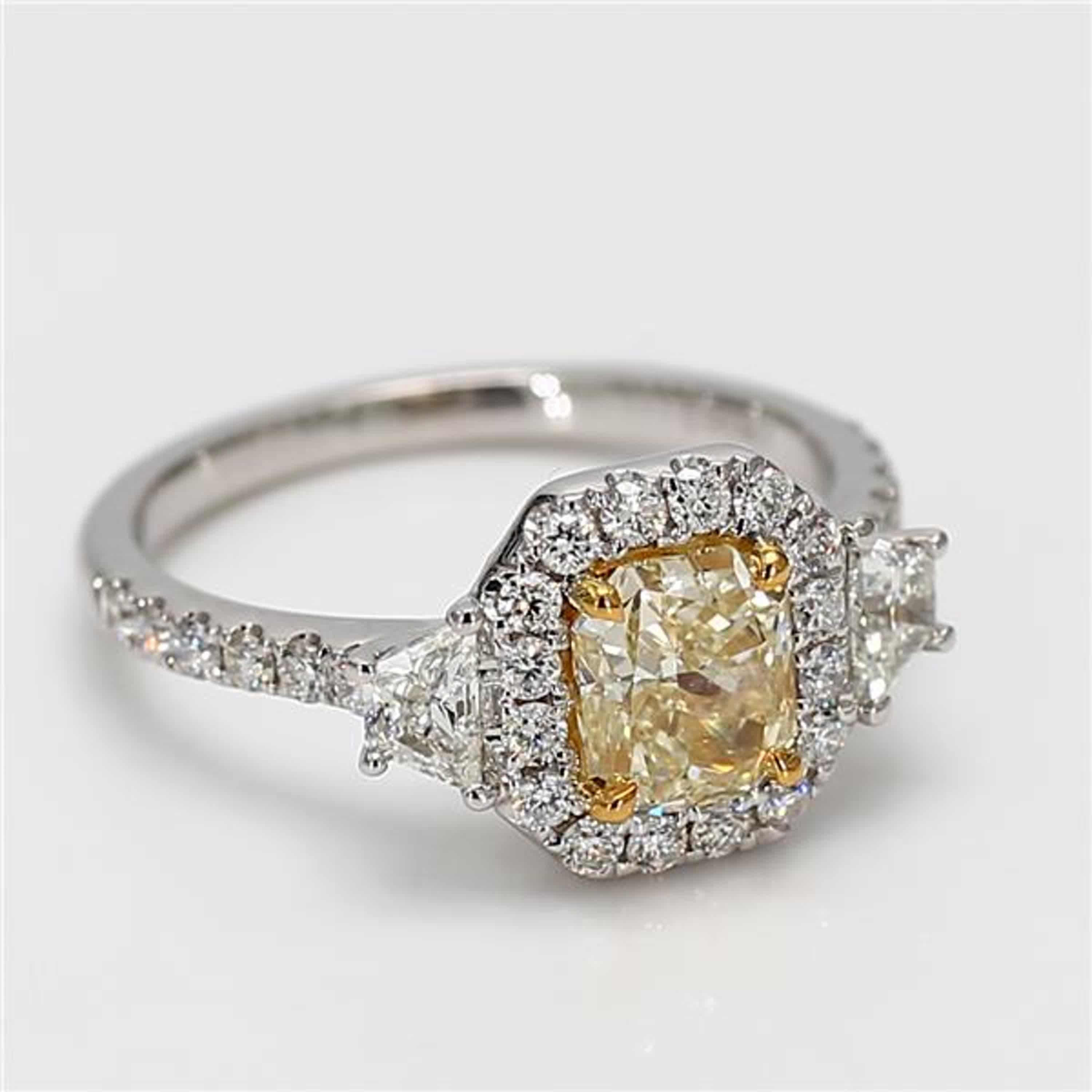 GIA Certified Natural Yellow Radiant Diamond 1.95 Carat TW Gold Cocktail Ring 1