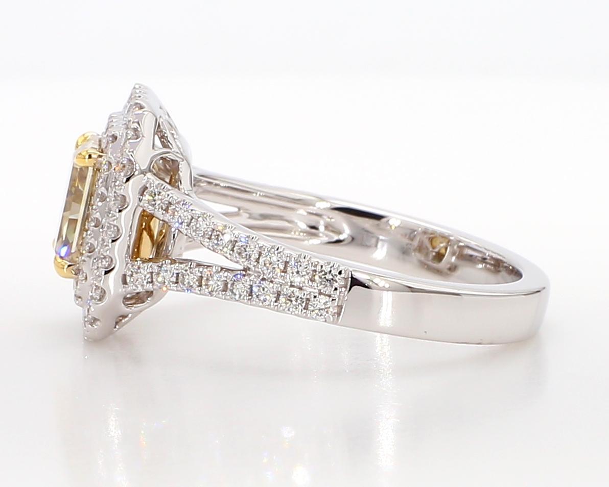GIA Certified Natural Yellow Radiant Diamond 1.97 Carat TW Gold Cocktail Ring In New Condition For Sale In New York, NY