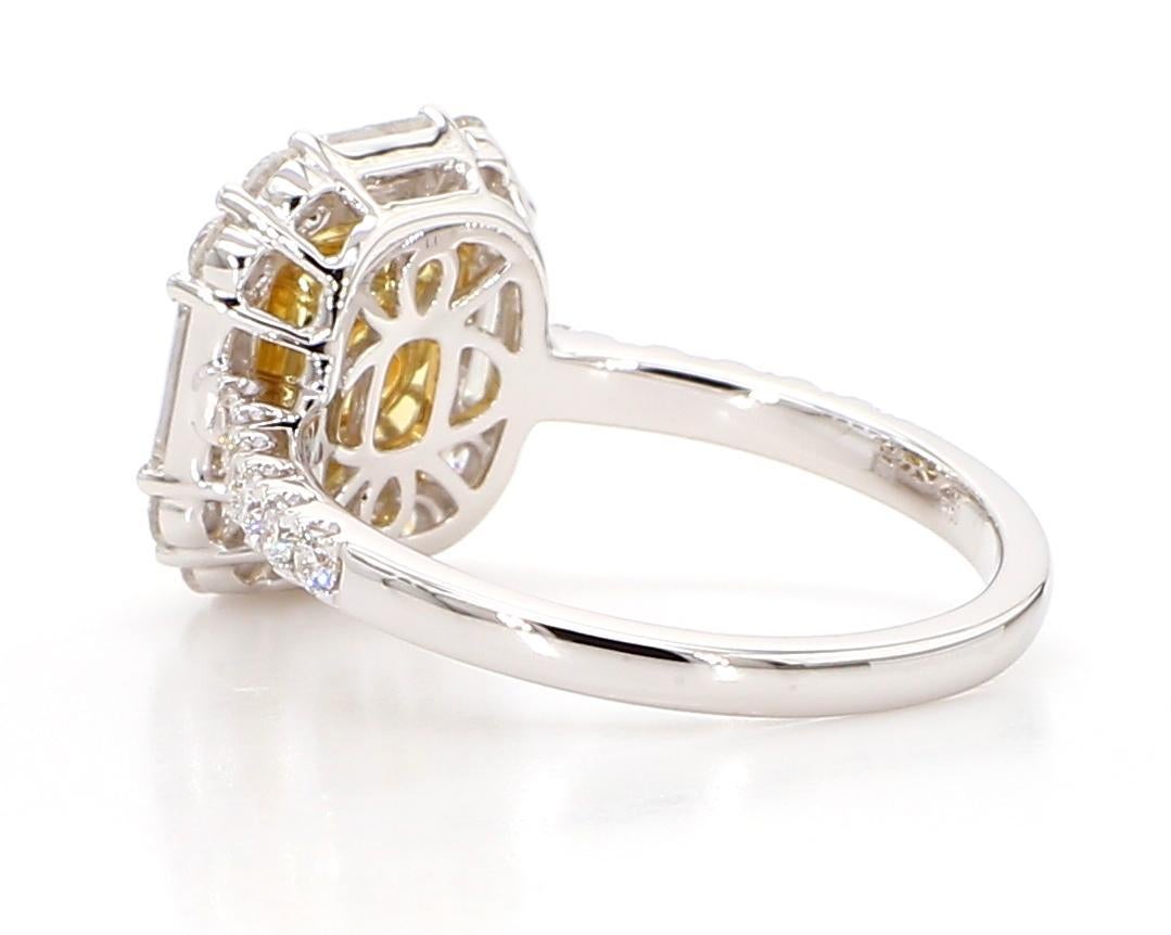 GIA Certified Natural Yellow Radiant Diamond 1.97 Carat TW Gold Cocktail Ring In New Condition For Sale In New York, NY
