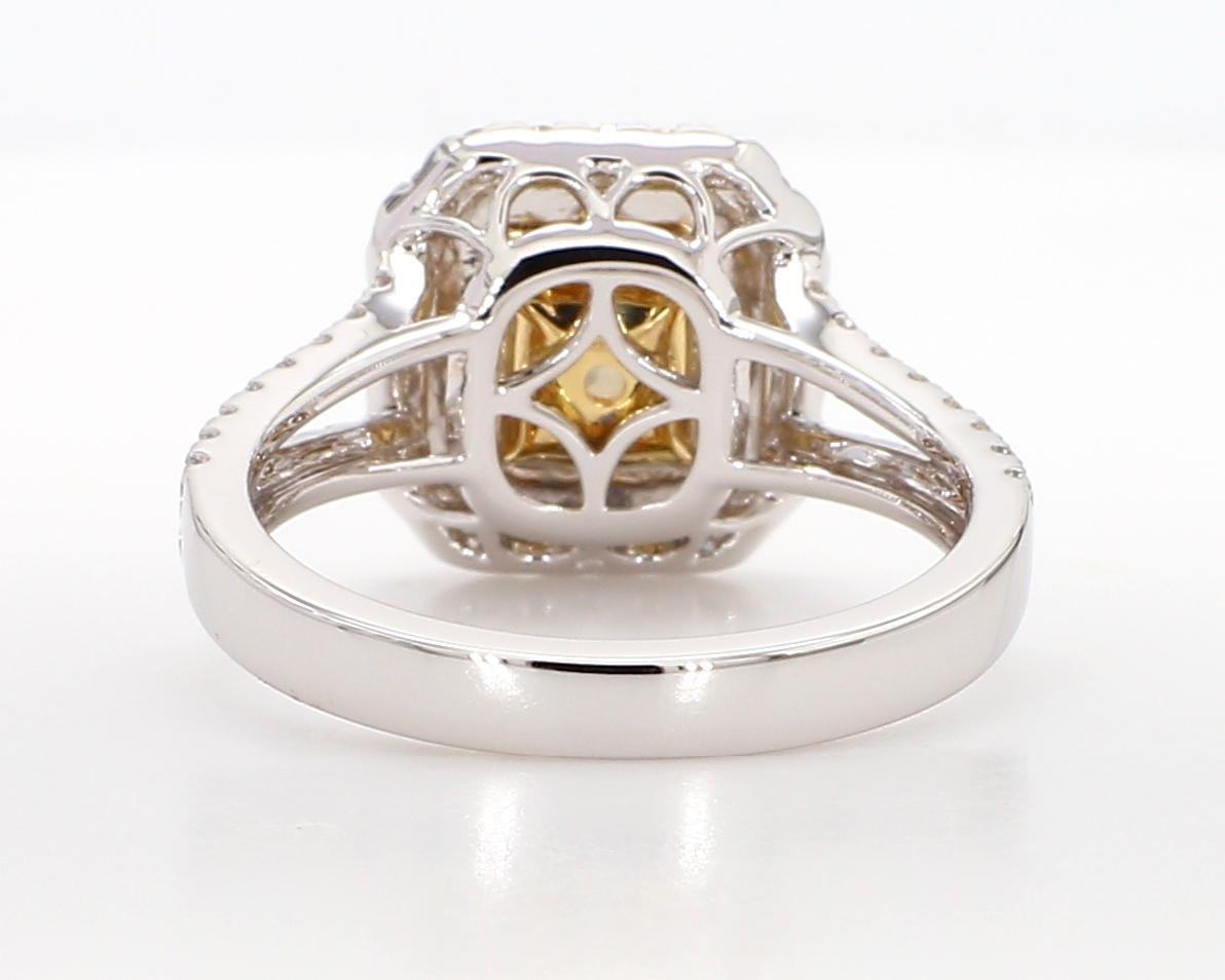 GIA-zertifizierter natürlicher gelber strahlender Diamant 1.97 Karat TW Gold Cocktail-Ring im Angebot 1