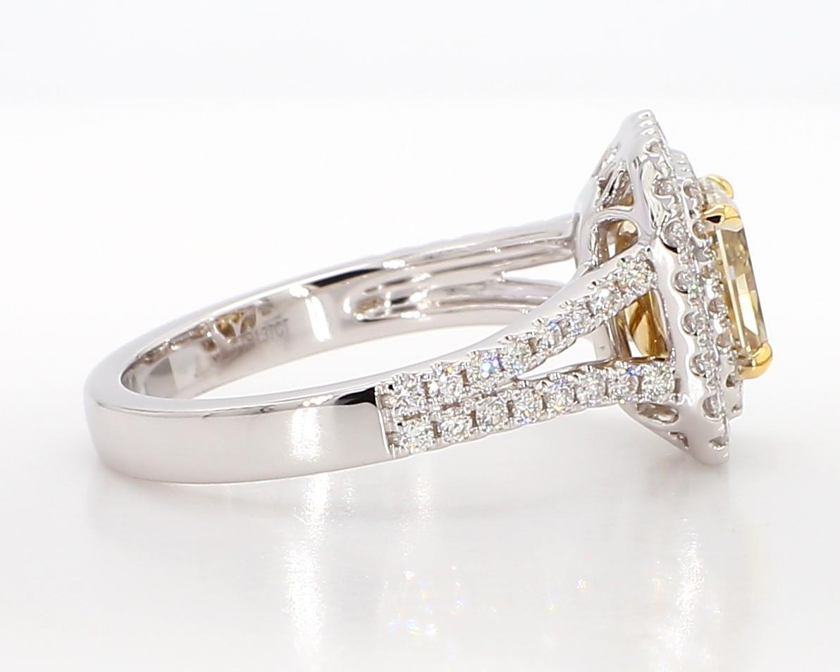 GIA-zertifizierter natürlicher gelber strahlender Diamant 1.97 Karat TW Gold Cocktail-Ring im Angebot 2