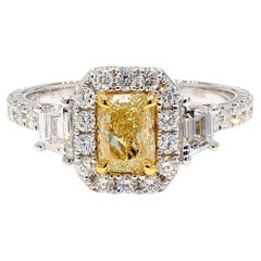 GIA-zertifizierter natürlicher gelber strahlender Diamant 1.98 Karat TW Gold Cocktail-Ring