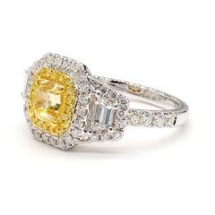 GIA Certified Natural Yellow Radiant Diamond 2.05 Carat TW Gold Cocktail Ring