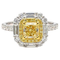 GIA-zertifizierter natürlicher gelber strahlender Diamant 2.07 Karat TW Gold Cocktail-Ring