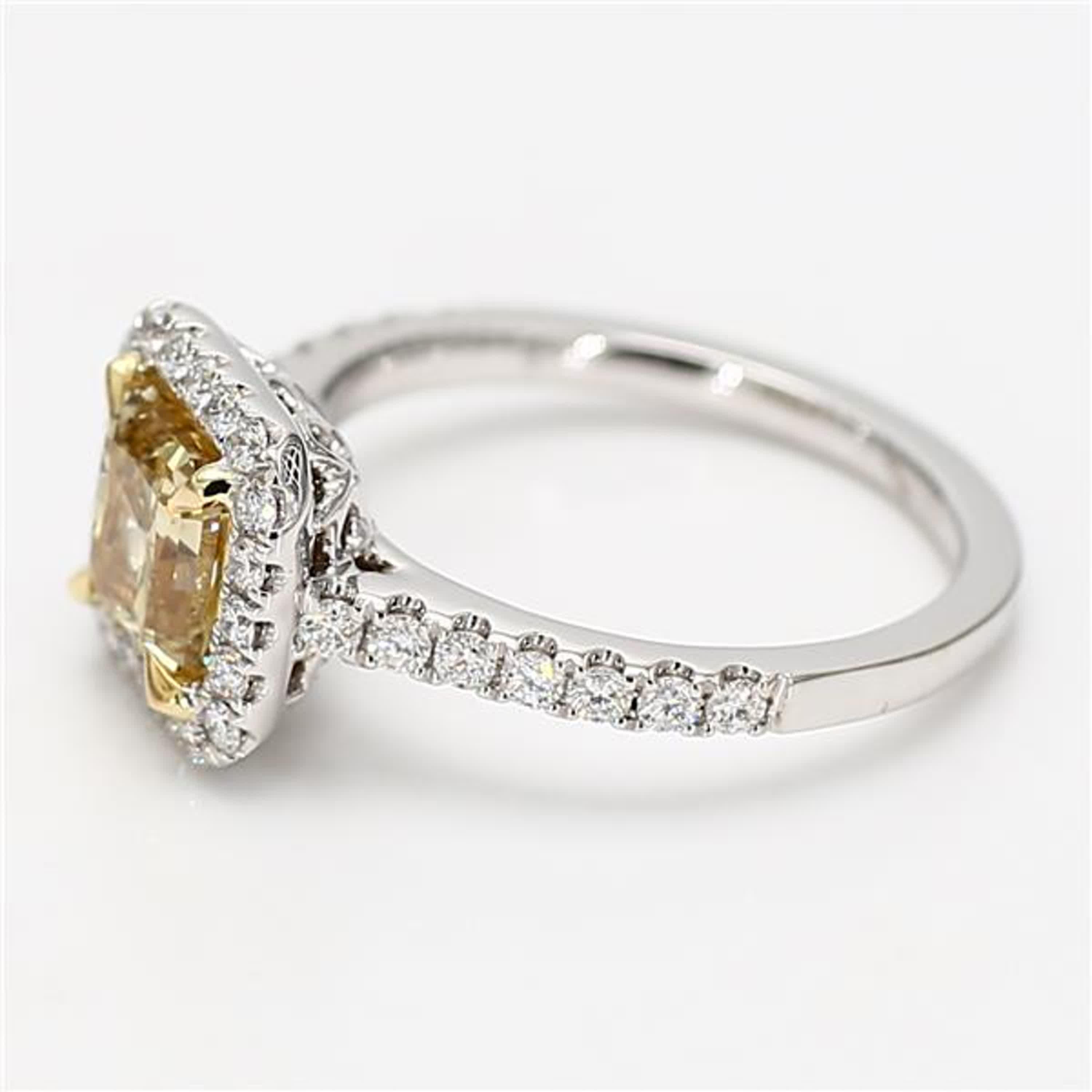 Contemporary GIA Certified Natural Yellow Radiant Diamond 2.11 Carat TW Gold Cocktail Ring For Sale