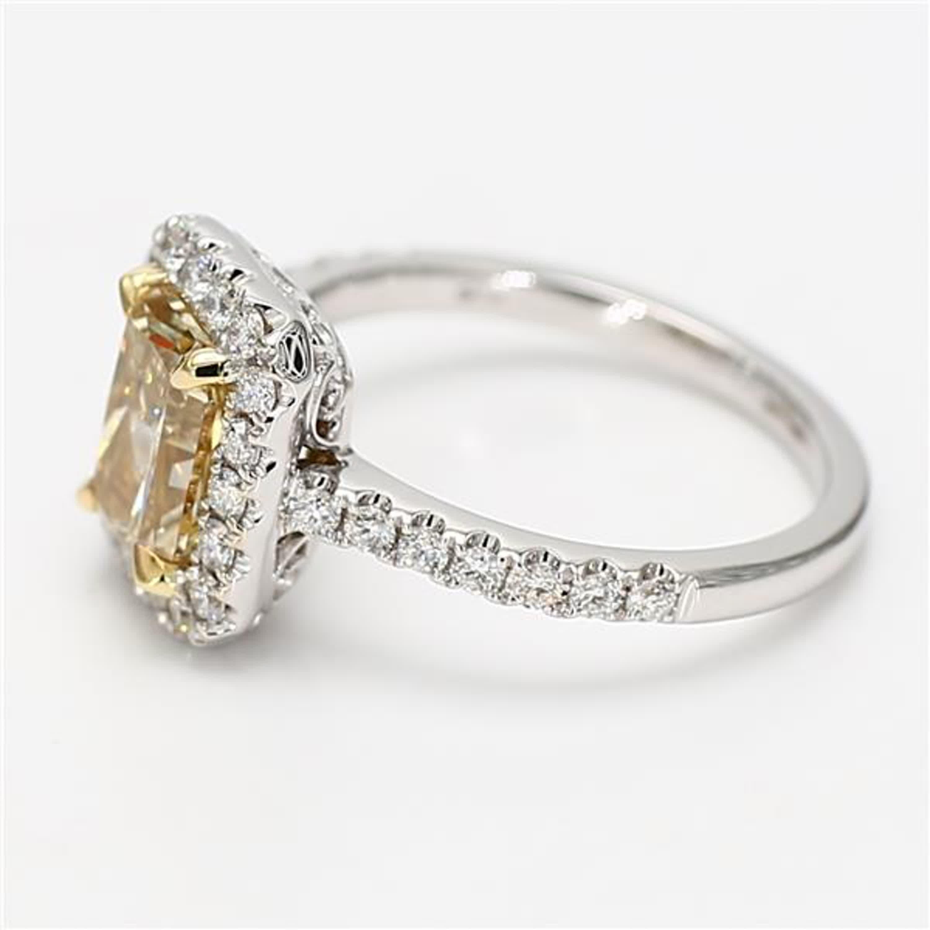 Contemporary GIA Certified Natural Yellow Radiant Diamond 2.14 Carat TW Gold Cocktail Ring For Sale