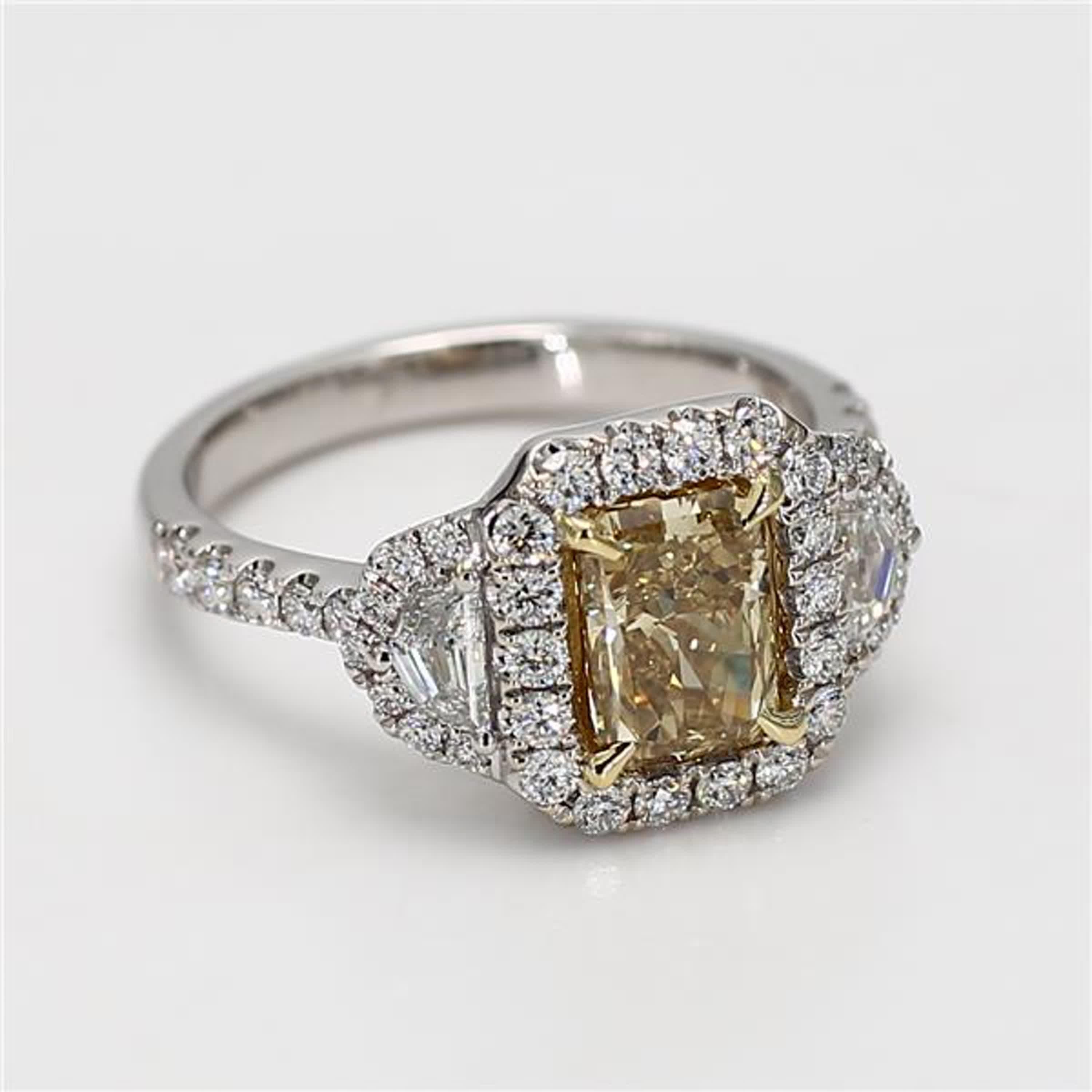 GIA Certified Natural Yellow Radiant Diamond 2.24 Carat TW Gold Cocktail Ring 1