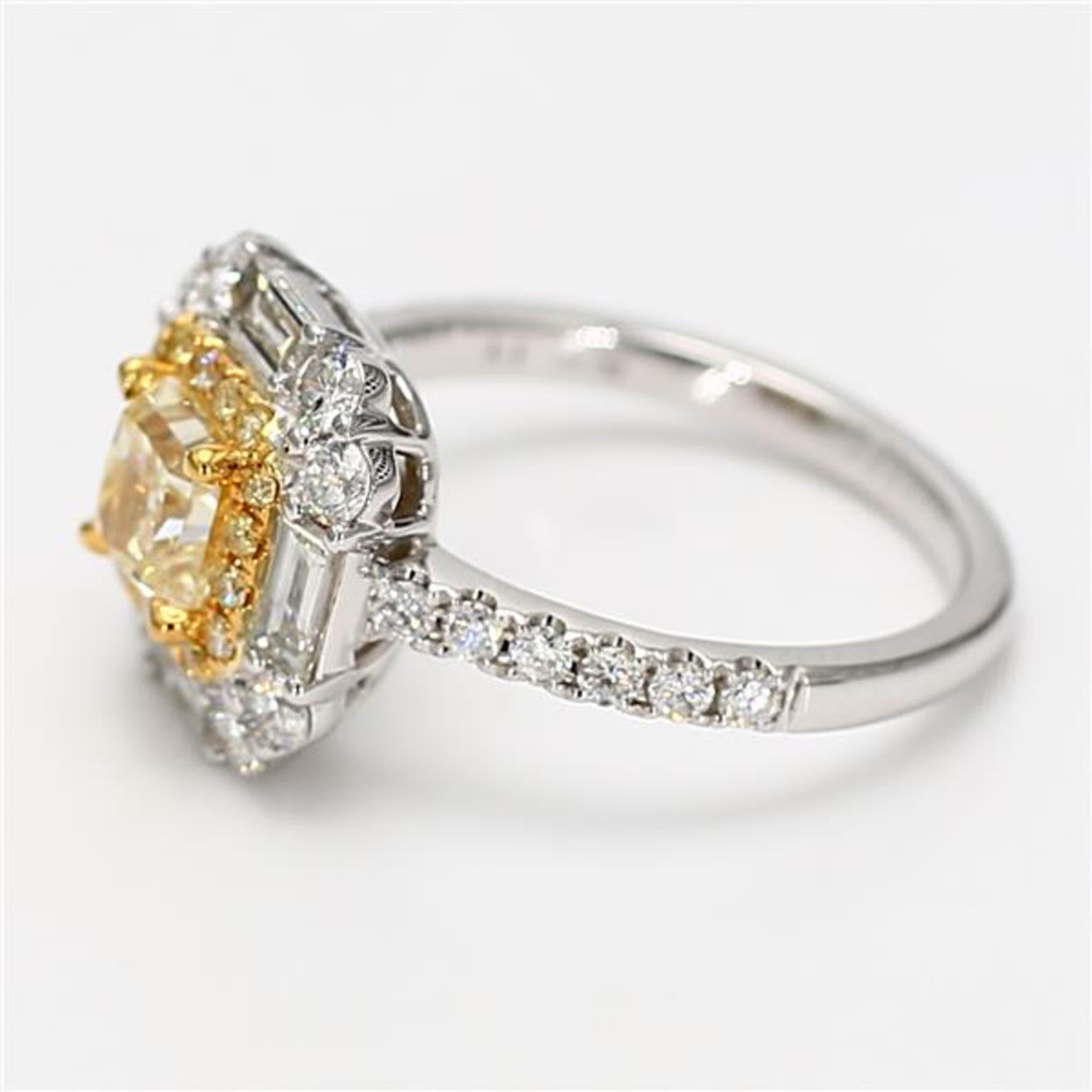 Contemporary GIA Certified Natural Yellow Radiant Diamond 2.25 Carat TW Gold Cocktail Ring For Sale