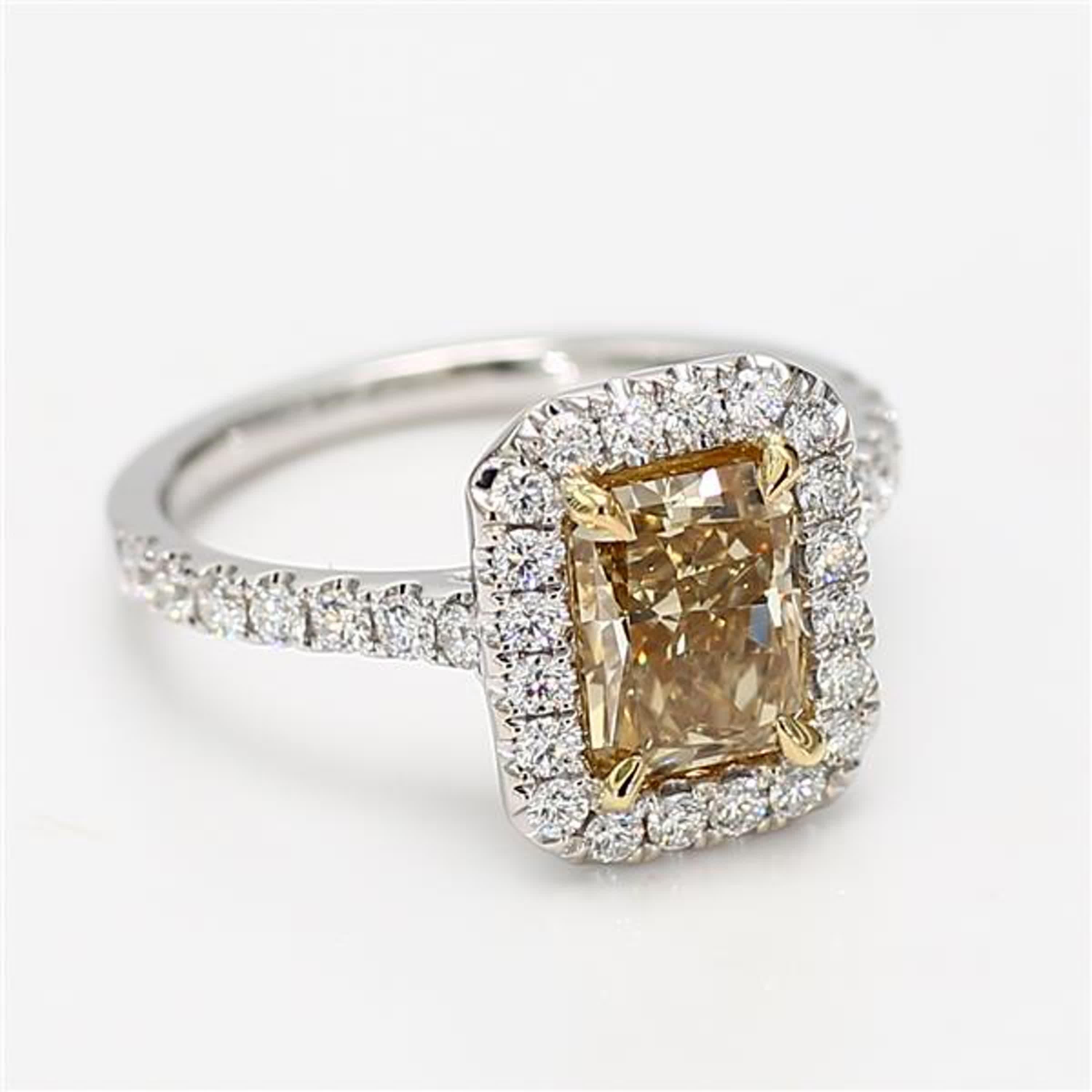 GIA Certified Natural Yellow Radiant Diamond 2.33 Carat TW Gold Cocktail Ring For Sale 1