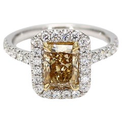 GIA-zertifizierter natürlicher gelber strahlender Diamant 2.33 Karat TW Gold Cocktail-Ring