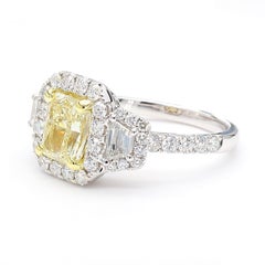 GIA Certified Natural Yellow Radiant Diamond 2.55 Carat TW Gold Cocktail Ring
