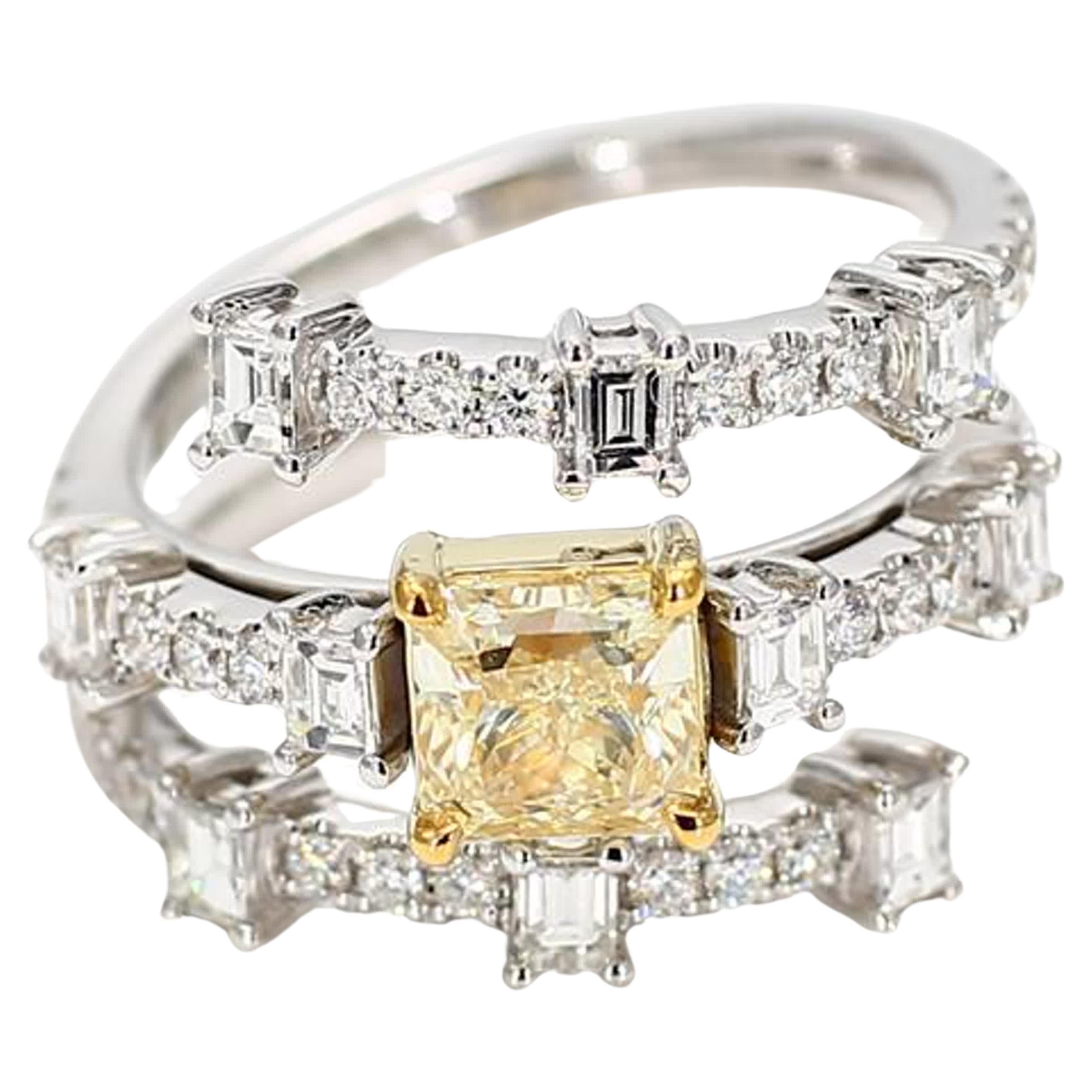 GIA Certified Natural Yellow Radiant Diamond 2.68 Carat TW Gold Cocktail Ring For Sale