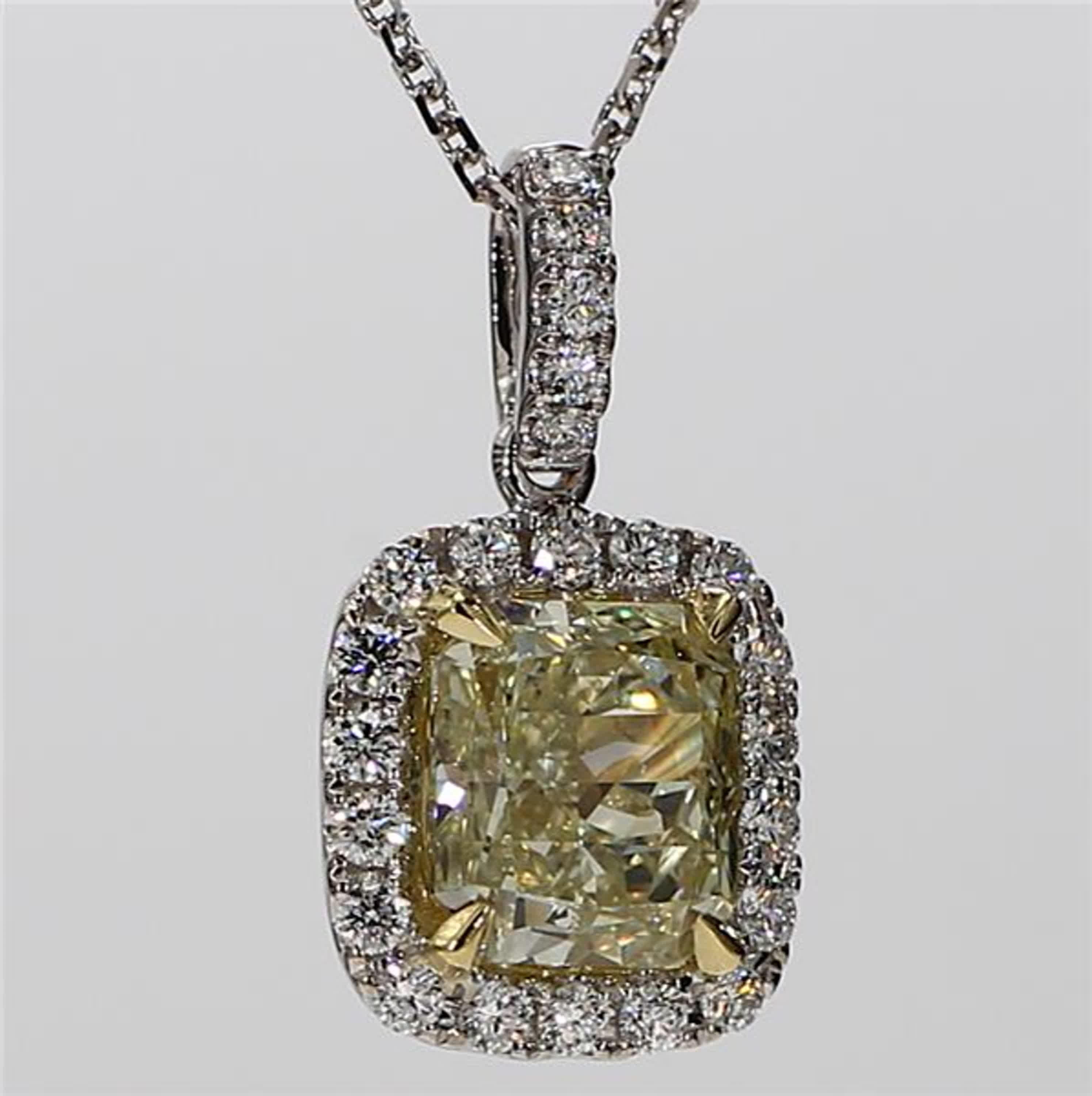 Radiant Cut GIA Certified Natural Yellow Radiant Diamond 2.69 Carat TW Gold Pendant