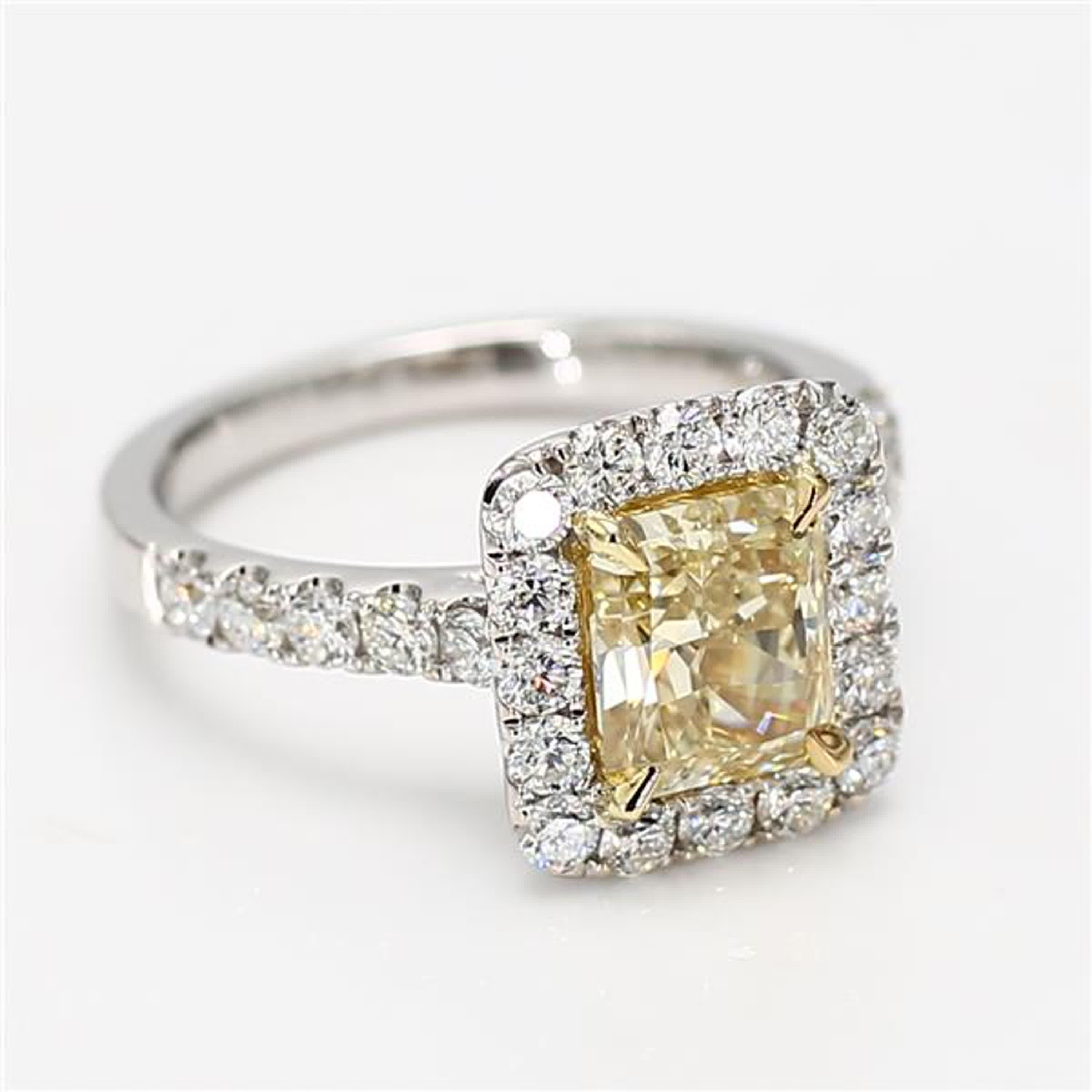 GIA Certified Natural Yellow Radiant Diamond 2.74 Carat TW Gold Cocktail Ring For Sale 1