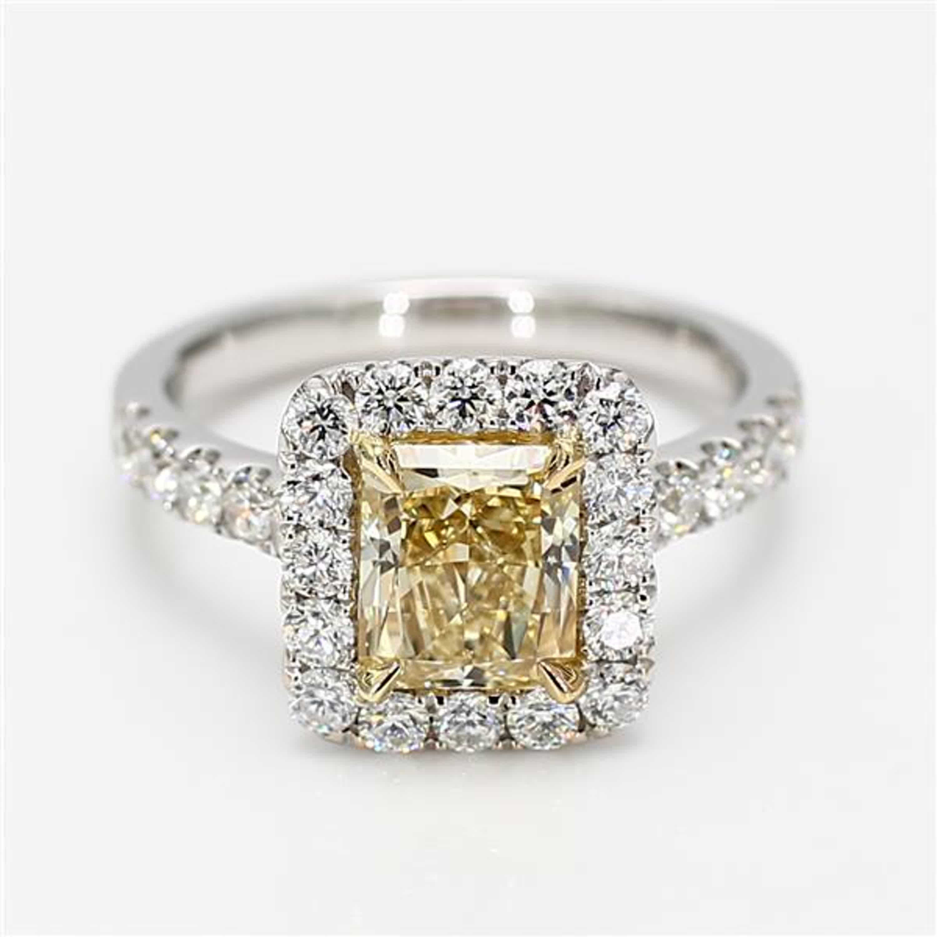 GIA Certified Natural Yellow Radiant Diamond 2.74 Carat TW Gold Cocktail Ring For Sale