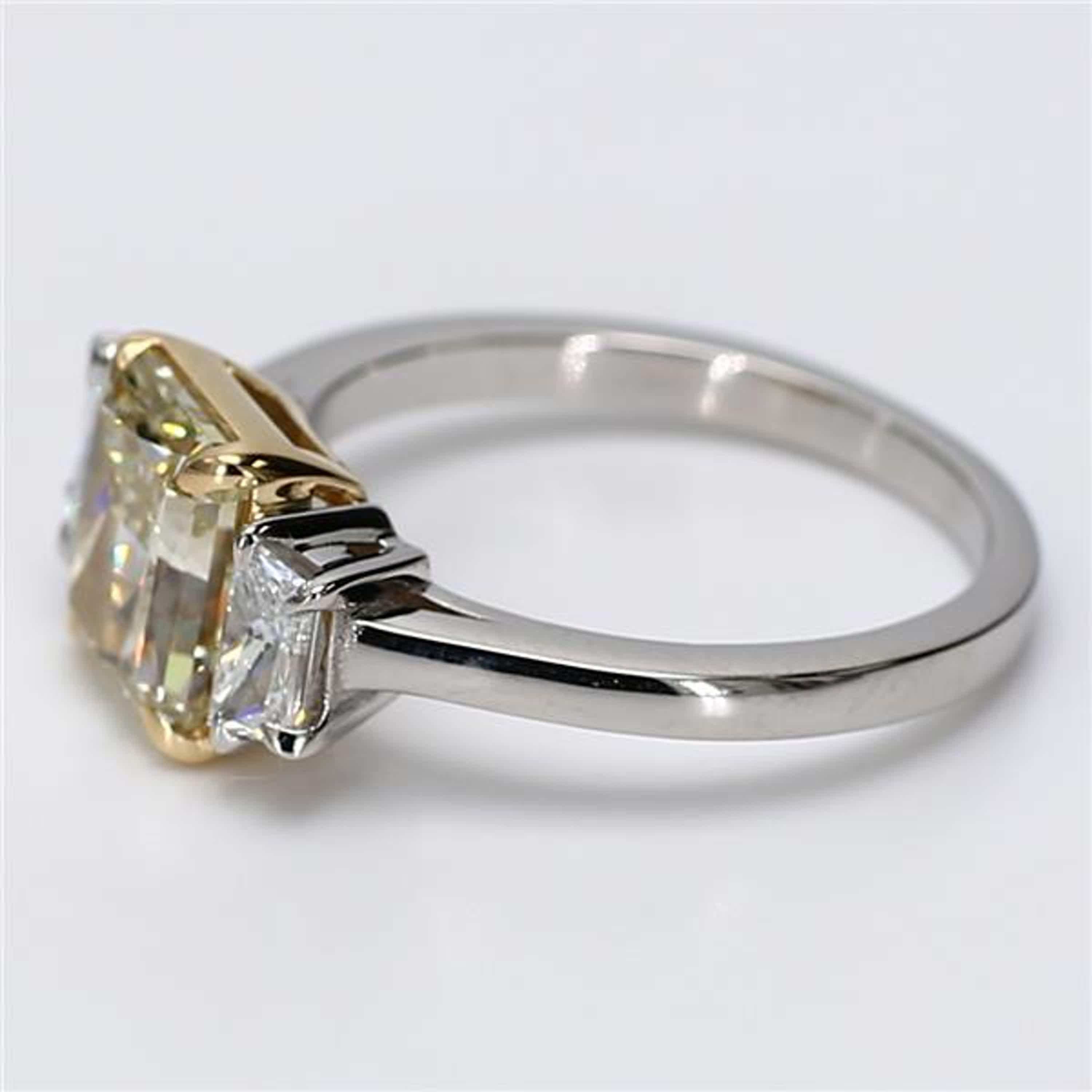 Contemporary GIA Certified Natural Yellow Radiant Diamond 3.08 Carat TW Plat Cocktail Ring