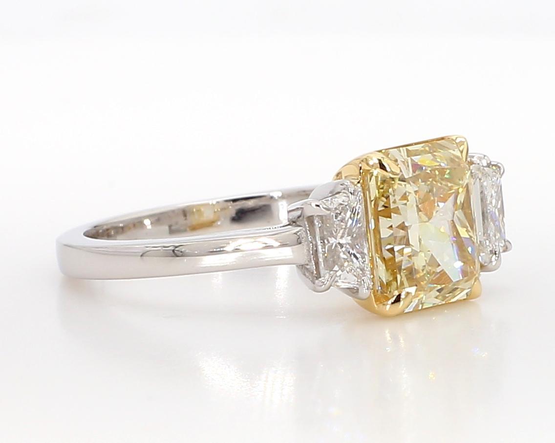 GIA Certified Natural Yellow Radiant Diamond 3.08 Carat TW Plat ...
