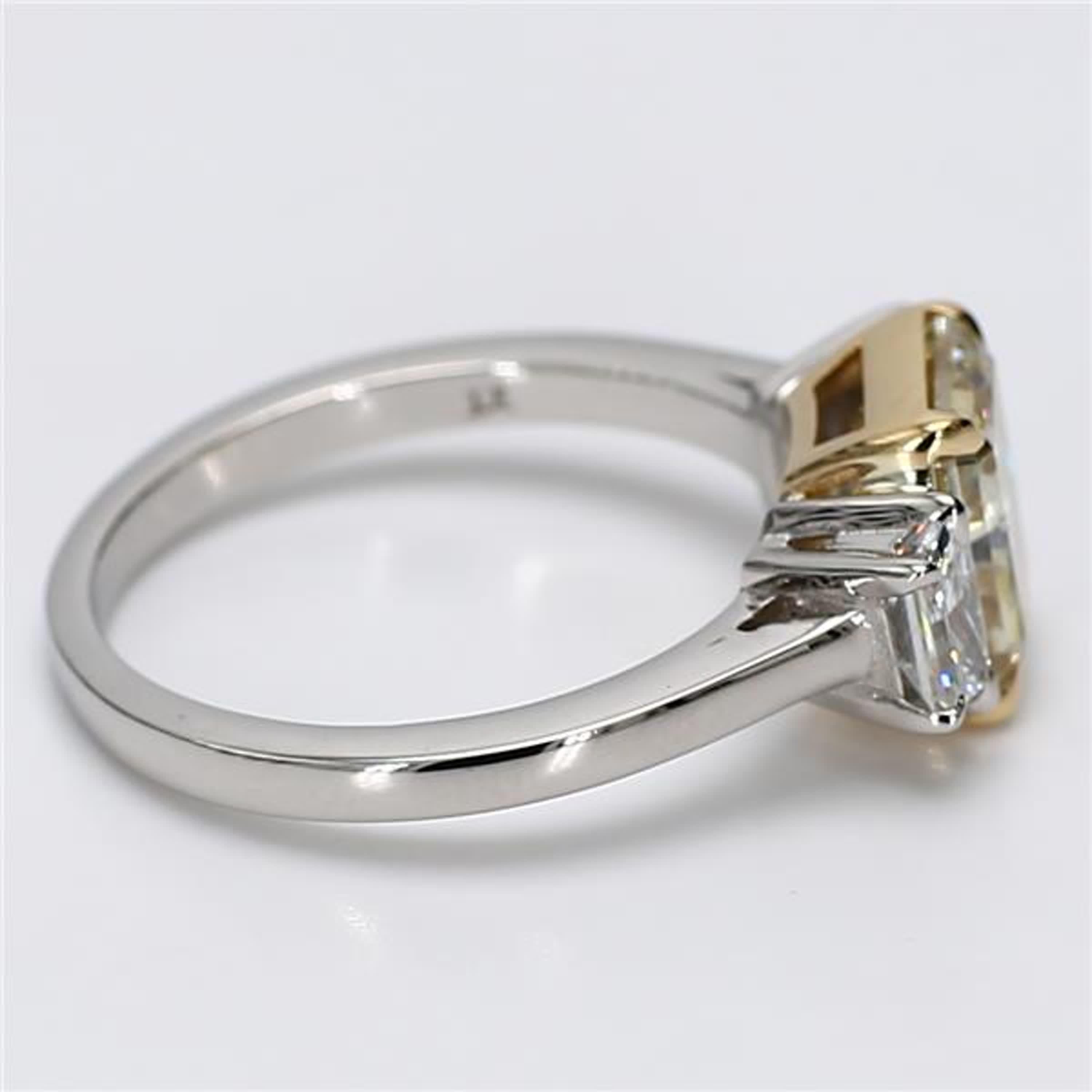 Women's GIA Certified Natural Yellow Radiant Diamond 3.08 Carat TW Plat Cocktail Ring