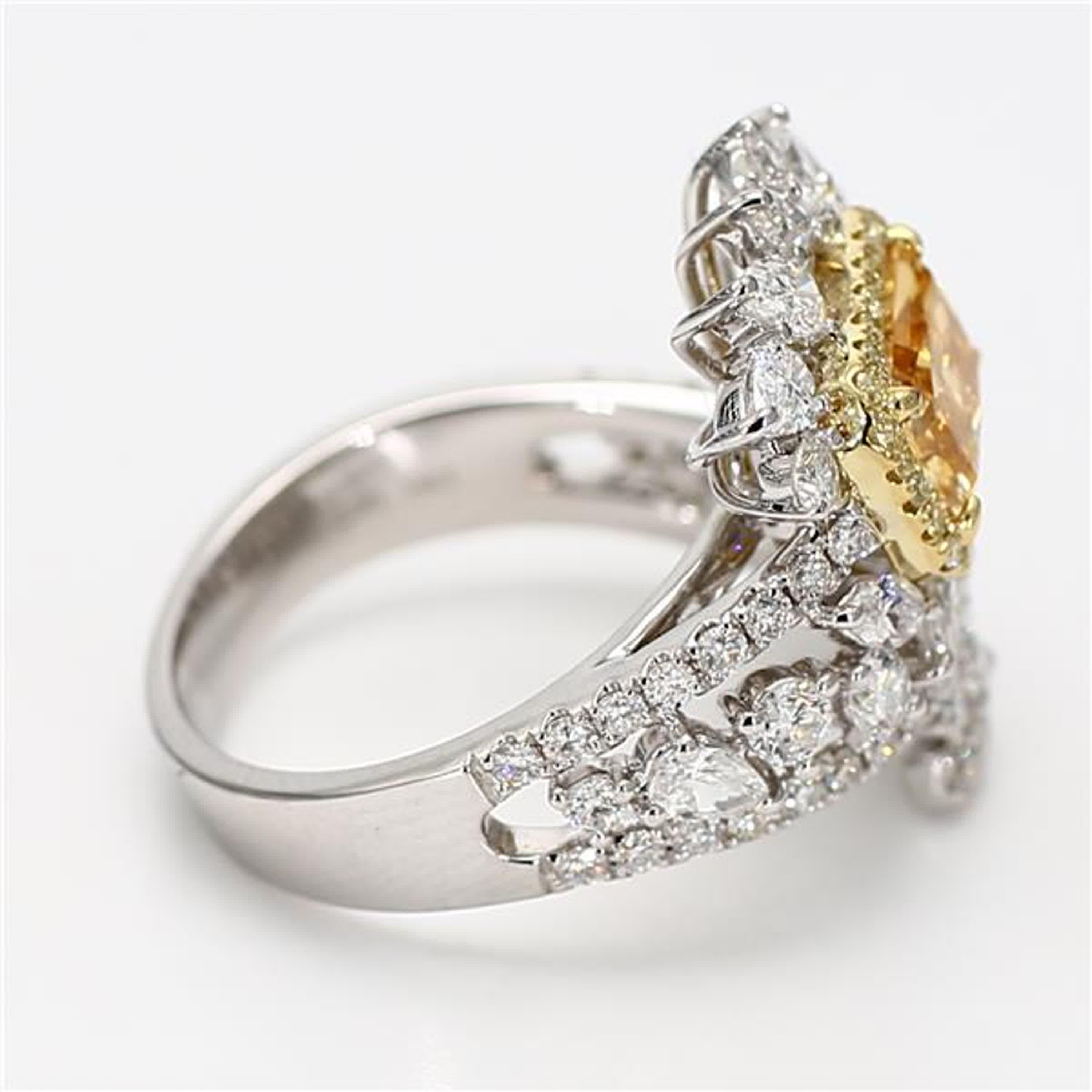 Women's GIA Certified Natural Yellow Radiant Diamond 3.20 Carat TW Gold Cocktail Ring For Sale