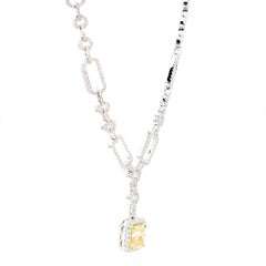 GIA Certified Natural Yellow Radiant Diamond 7.91 Carat TW Gold Drop Necklace