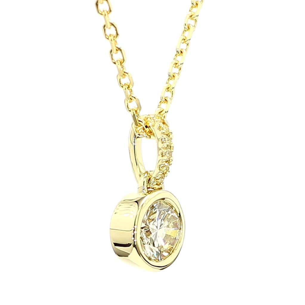 Taglio rotondo Ciondolo a goccia in oro giallo con diamante giallo rotondo naturale certificato GIA da 0,53 carati TW in vendita