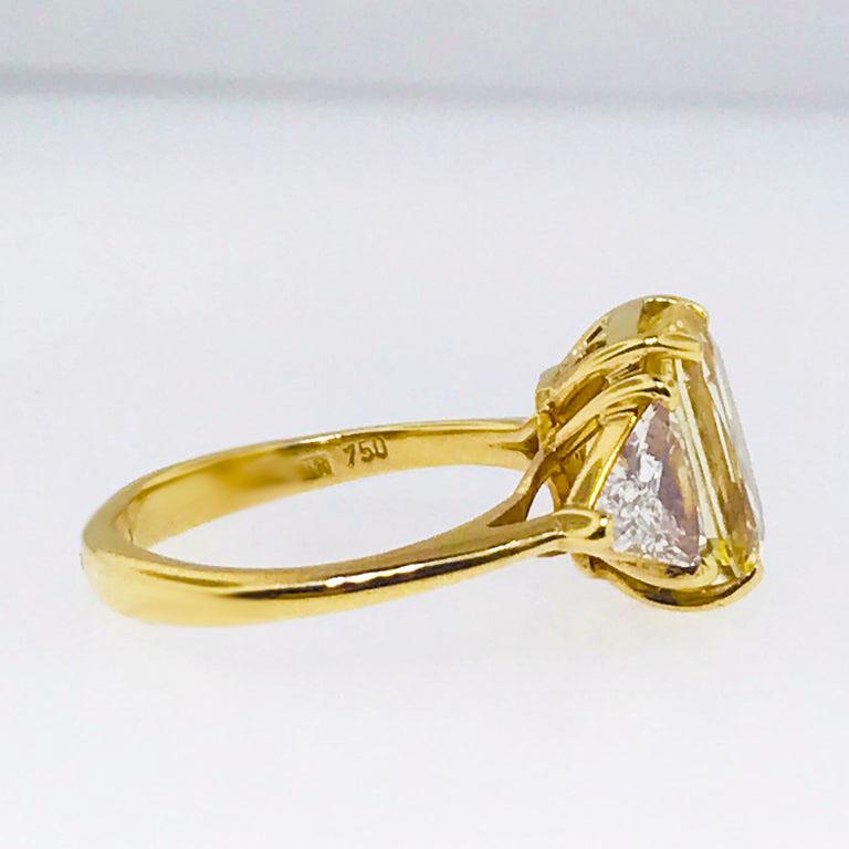 Women's Unheated Yellow Sapphire & Diamond Three Stone Ring GIA Certified 3.43 carat