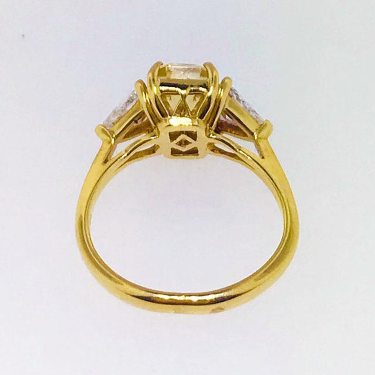 Unheated Yellow Sapphire & Diamond Three Stone Ring GIA Certified 3.43 carat 1