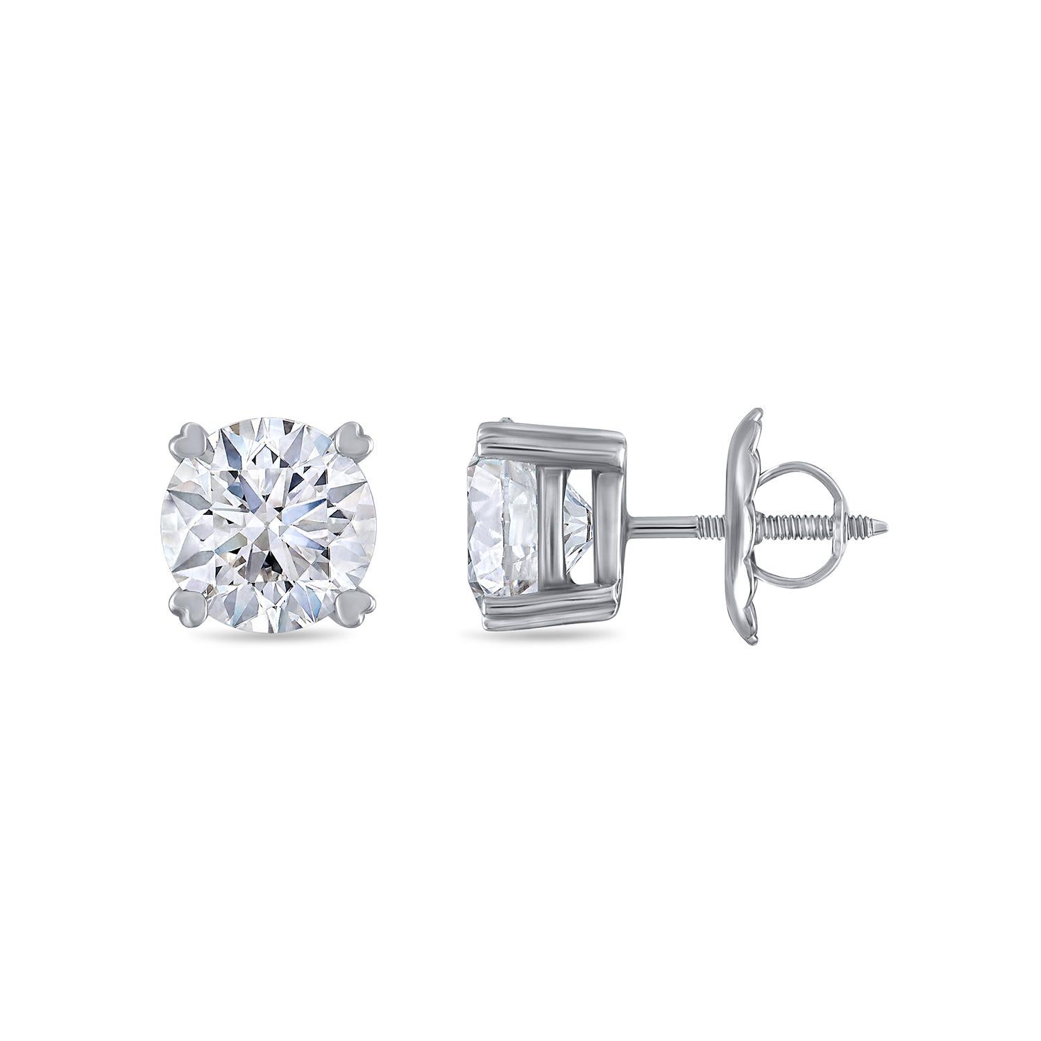 Diese eleganten Ohrstecker aus 18 Karat Weißgold bestehen aus insgesamt 5,56 Karat Diamanten im natürlichen Brillant- und Prinzessinnenschliff. Die Diamanten sind GIA-zertifiziert mit der Farbe D und der Reinheit 